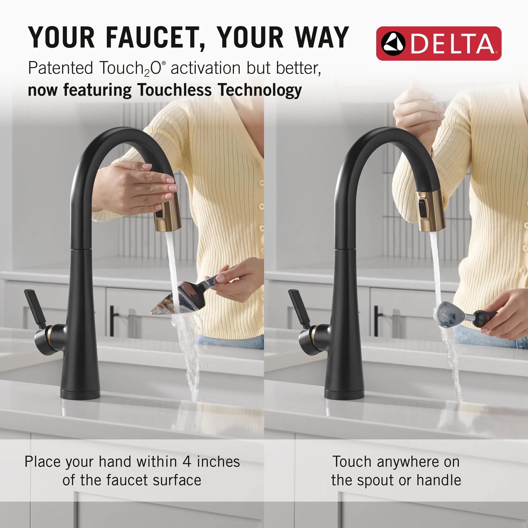 Touch<sub>2</sub>O&reg; Technology Kitchen Faucet with Touchless Technology