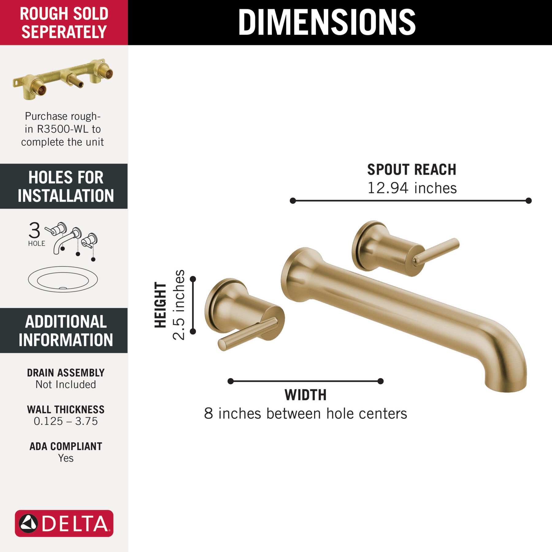 Wall Mounted Tub Filler