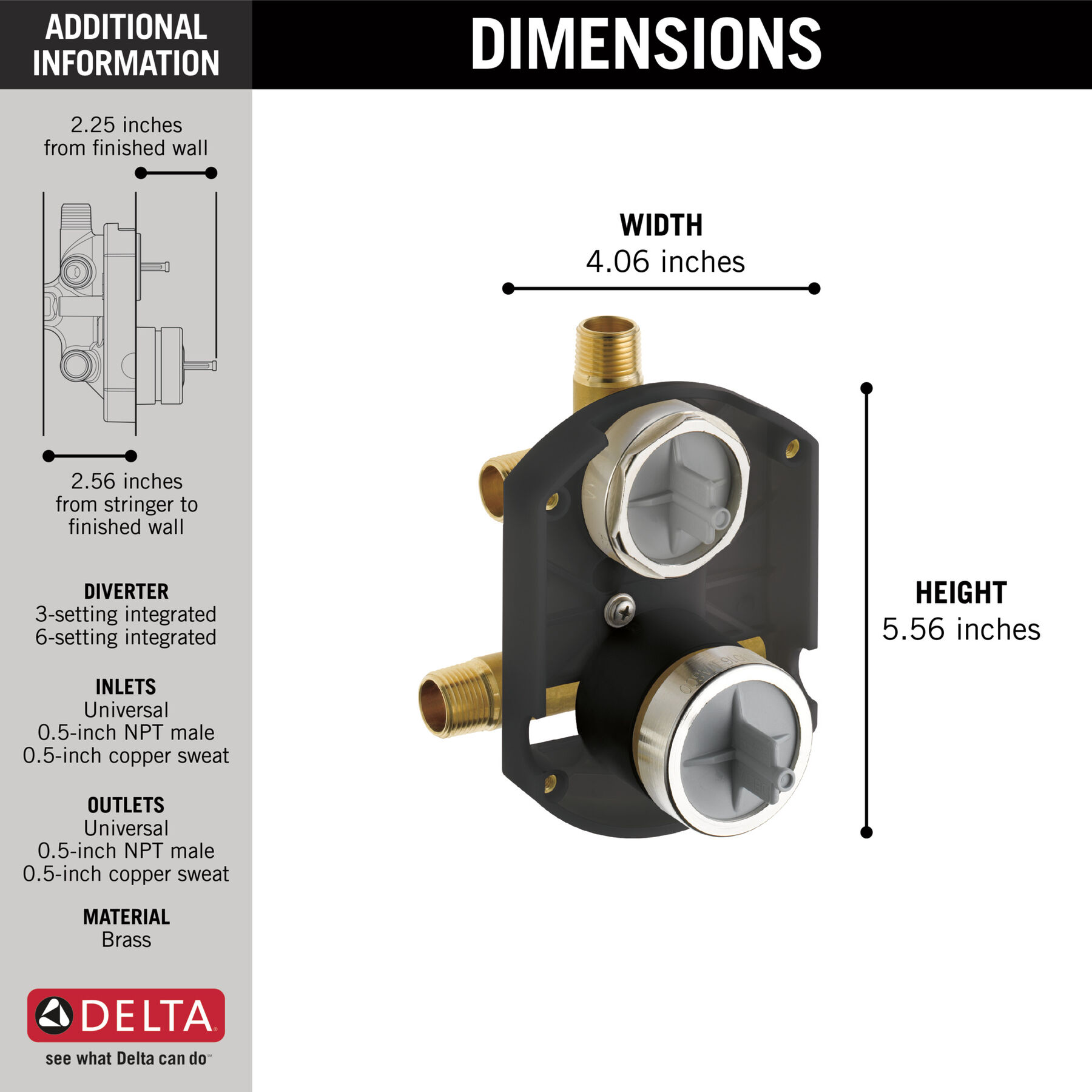 MultiChoice&reg; Universal Integrated Shower Diverter Rough Universal Inlets / Outlets