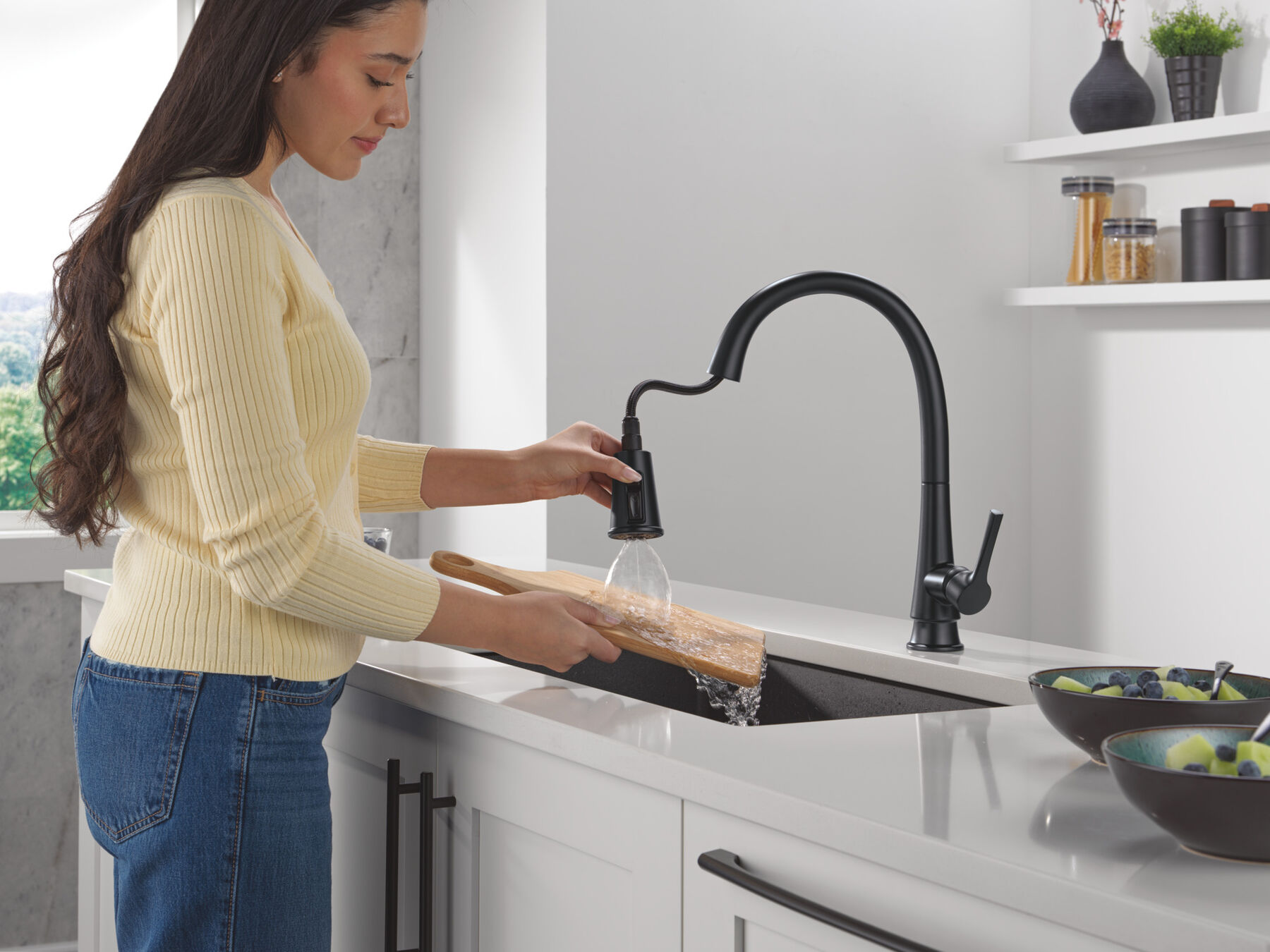 Single Handle Pull-Down Kitchen Faucet With ShieldSpray&reg;&nbsp;Technology in Matte Black