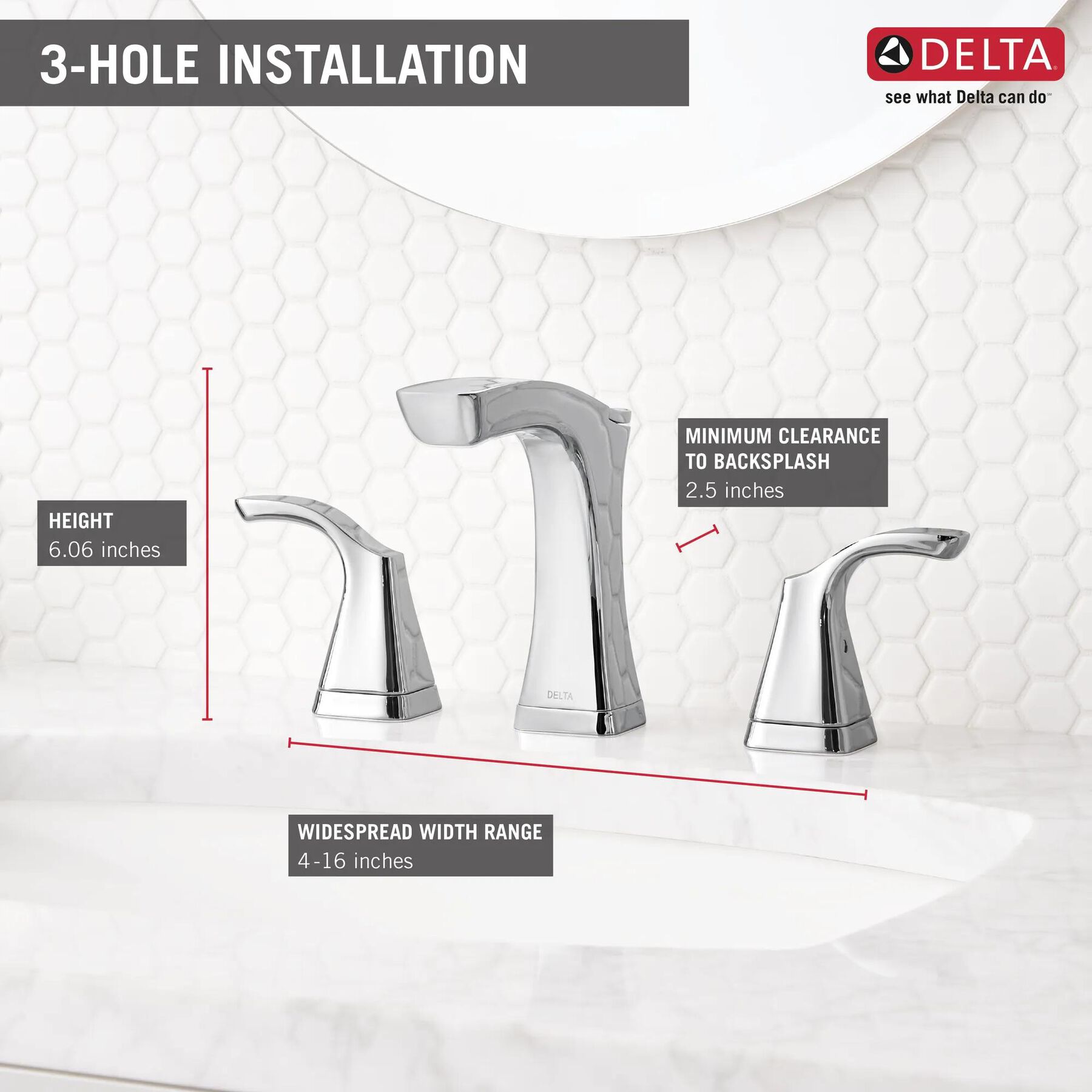 Two Handle Widespread Bathroom Faucet - Metal Pop-Up