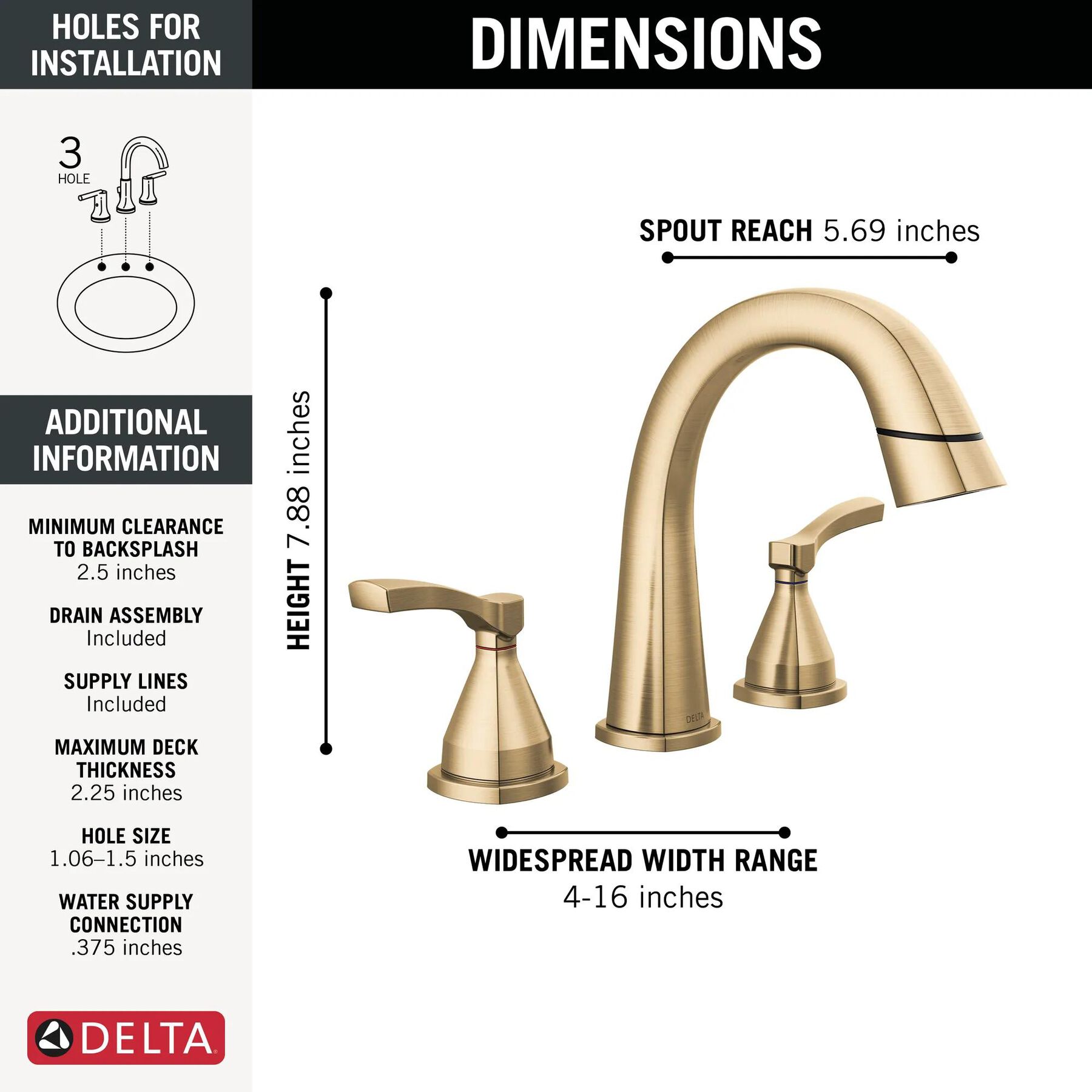 Two Handle Widespread Pull Down Bathroom Faucet
