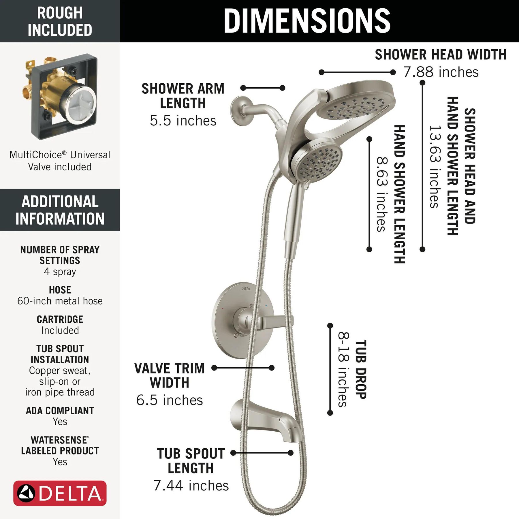 HydroRain&reg; 14 Series Tub and Shower (Recertified)