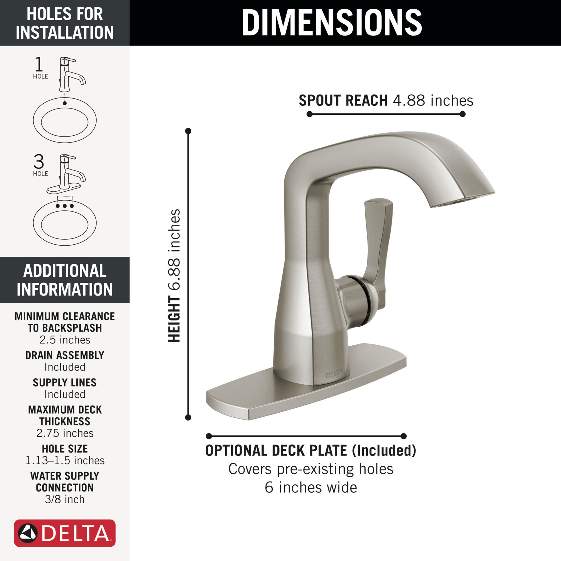 Single Handle Bathroom Faucet (Recertified)