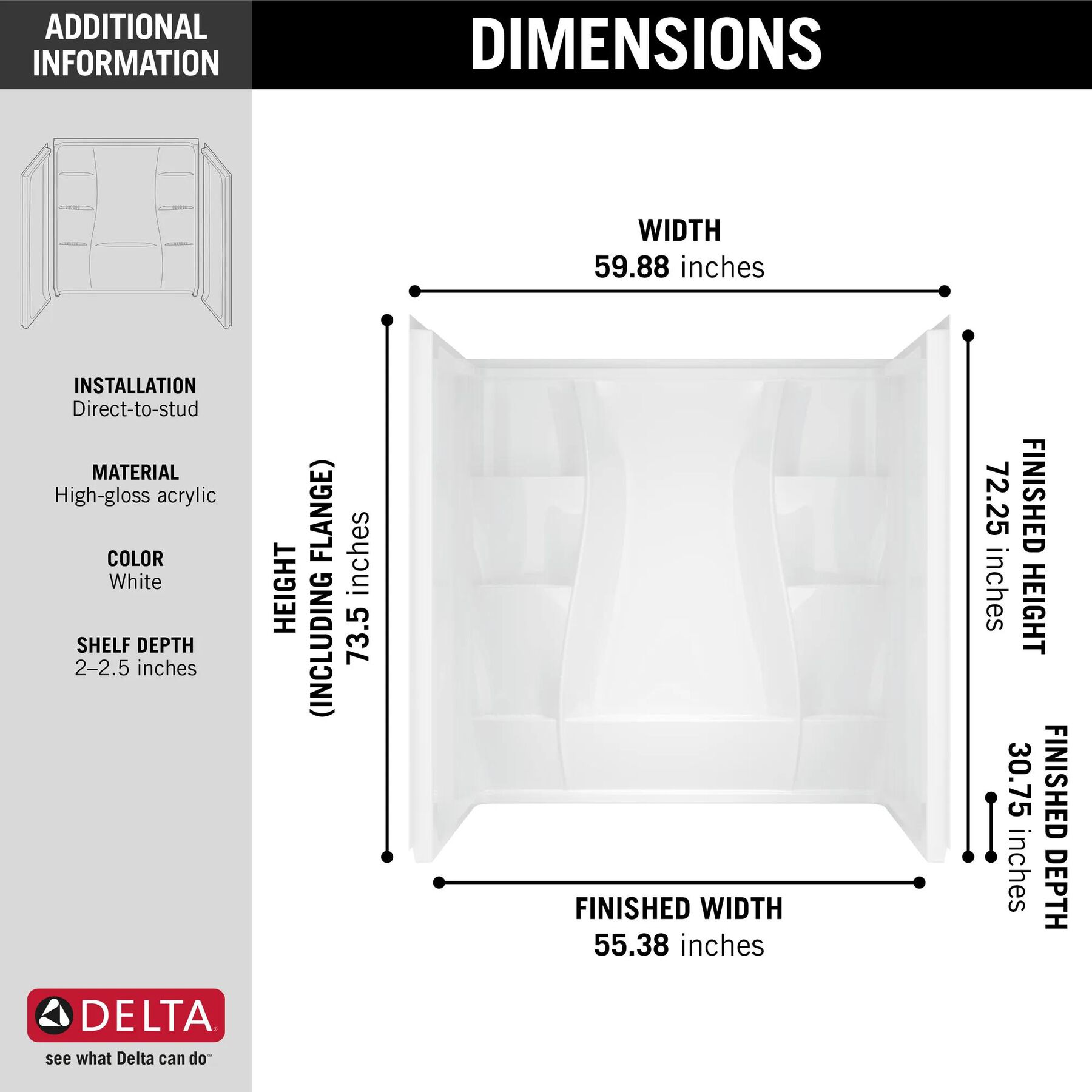 60" x 32" Shower Wall Set