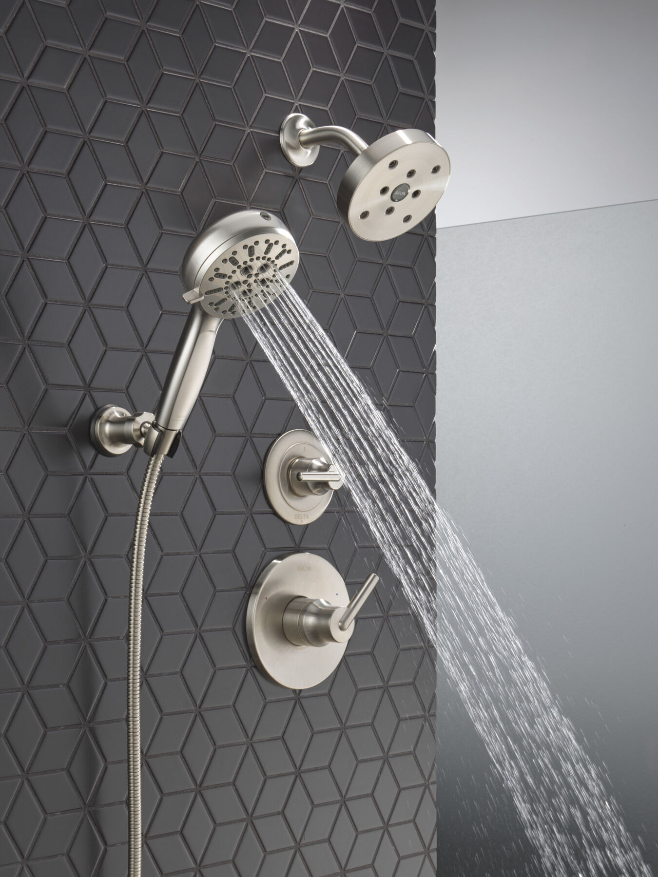 7-Setting Wall Mount Hand Shower with Cleaning Spray