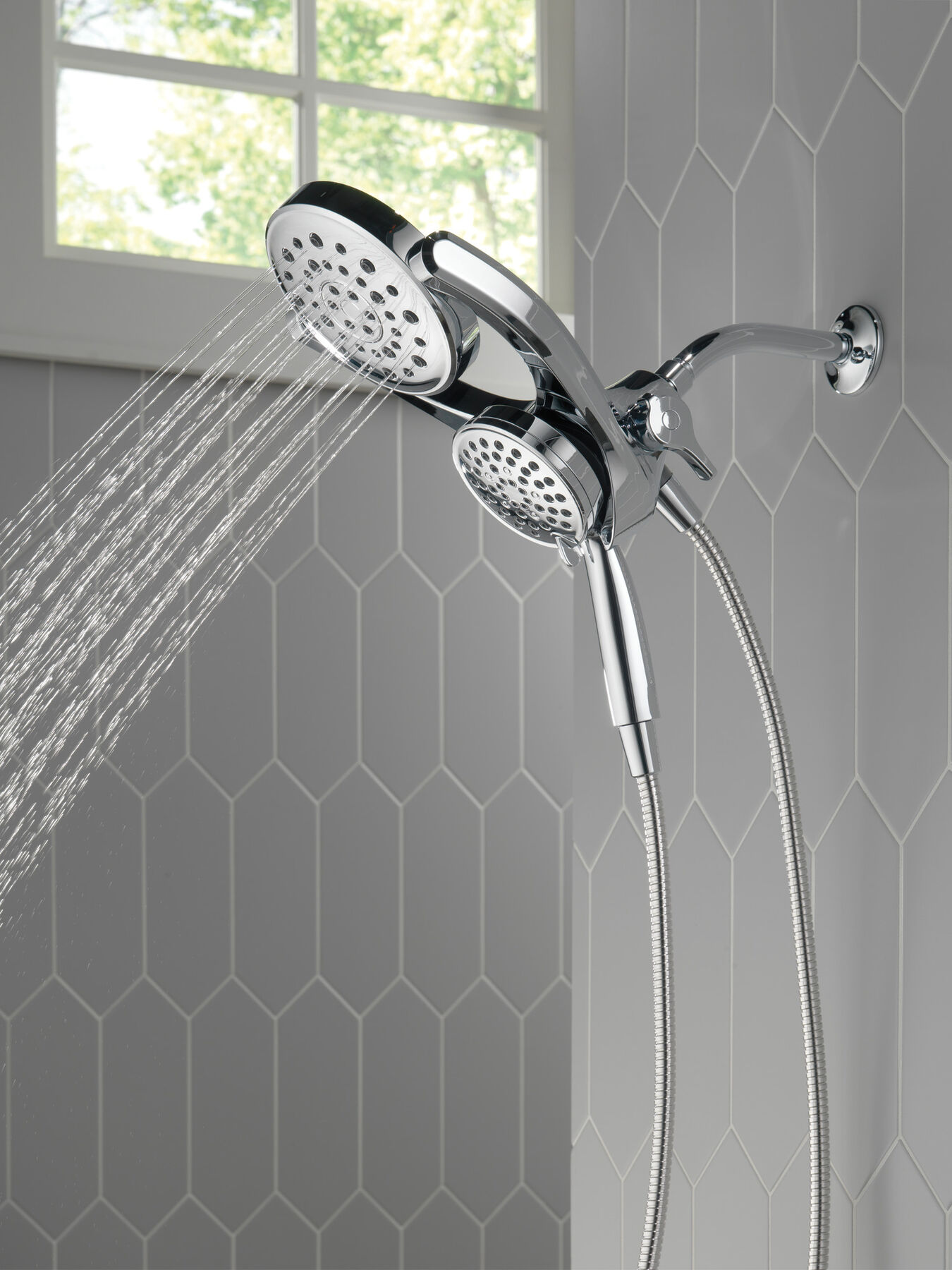 HydroRain&reg; 4-Setting Two-in-One Shower Head