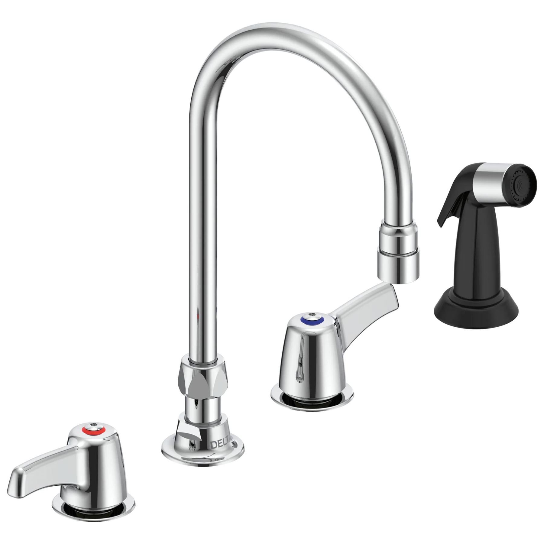 Two Handle 8 In Below Deck-Mount Faucet with Hose and Spray