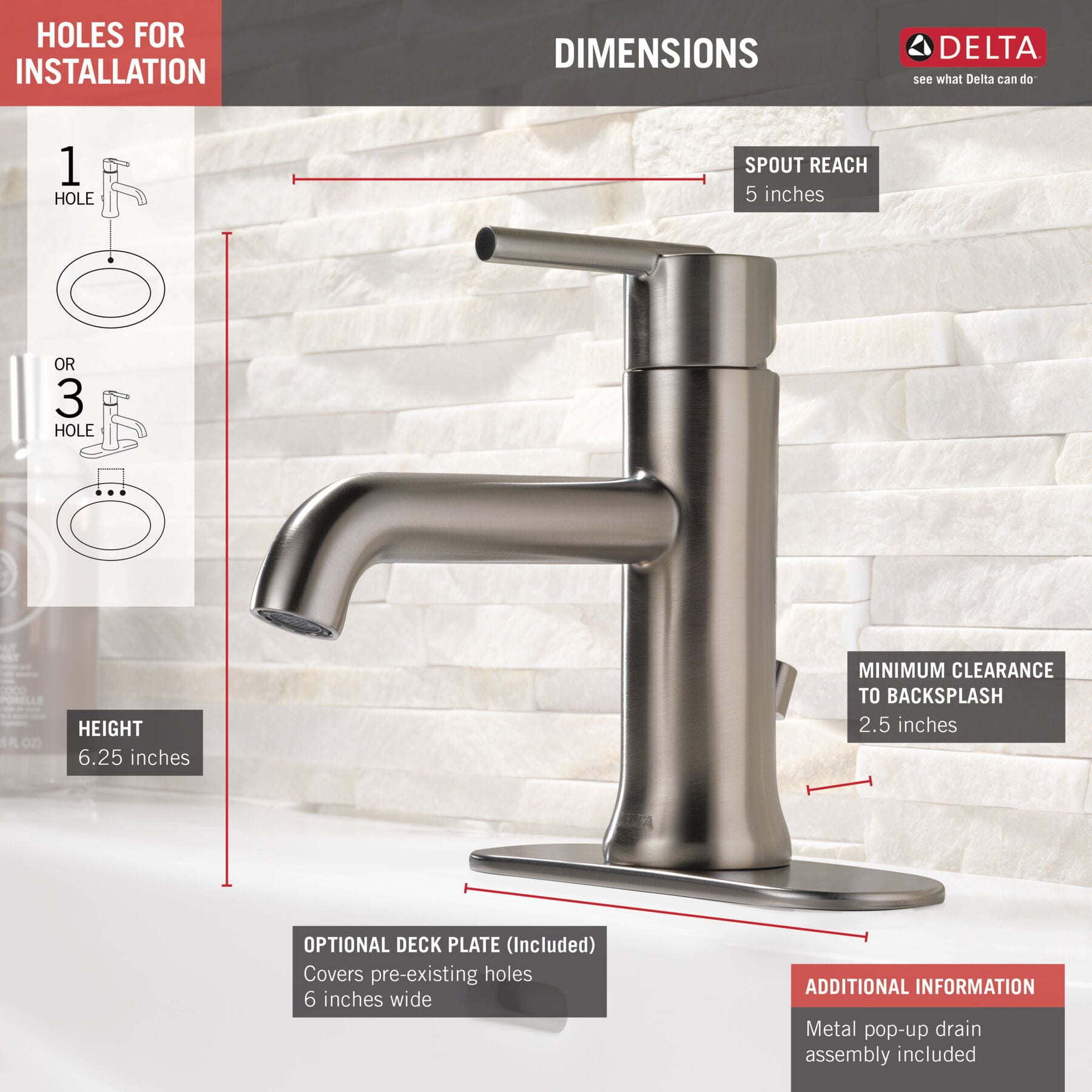 Single Handle Bathroom Faucet (Recertified)