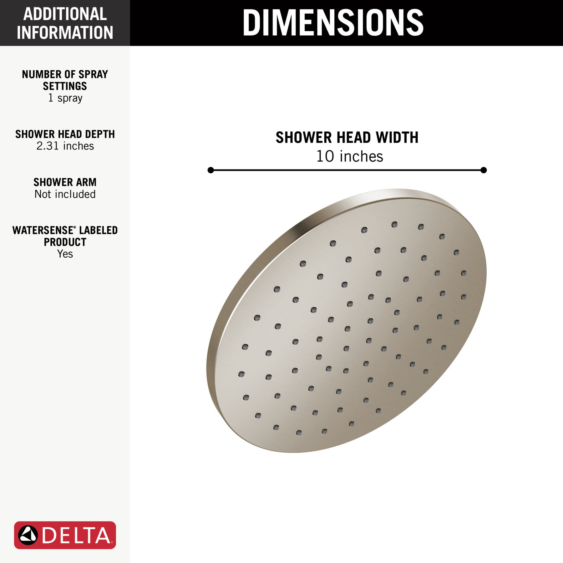 10" Single-Function Raincan Shower Head