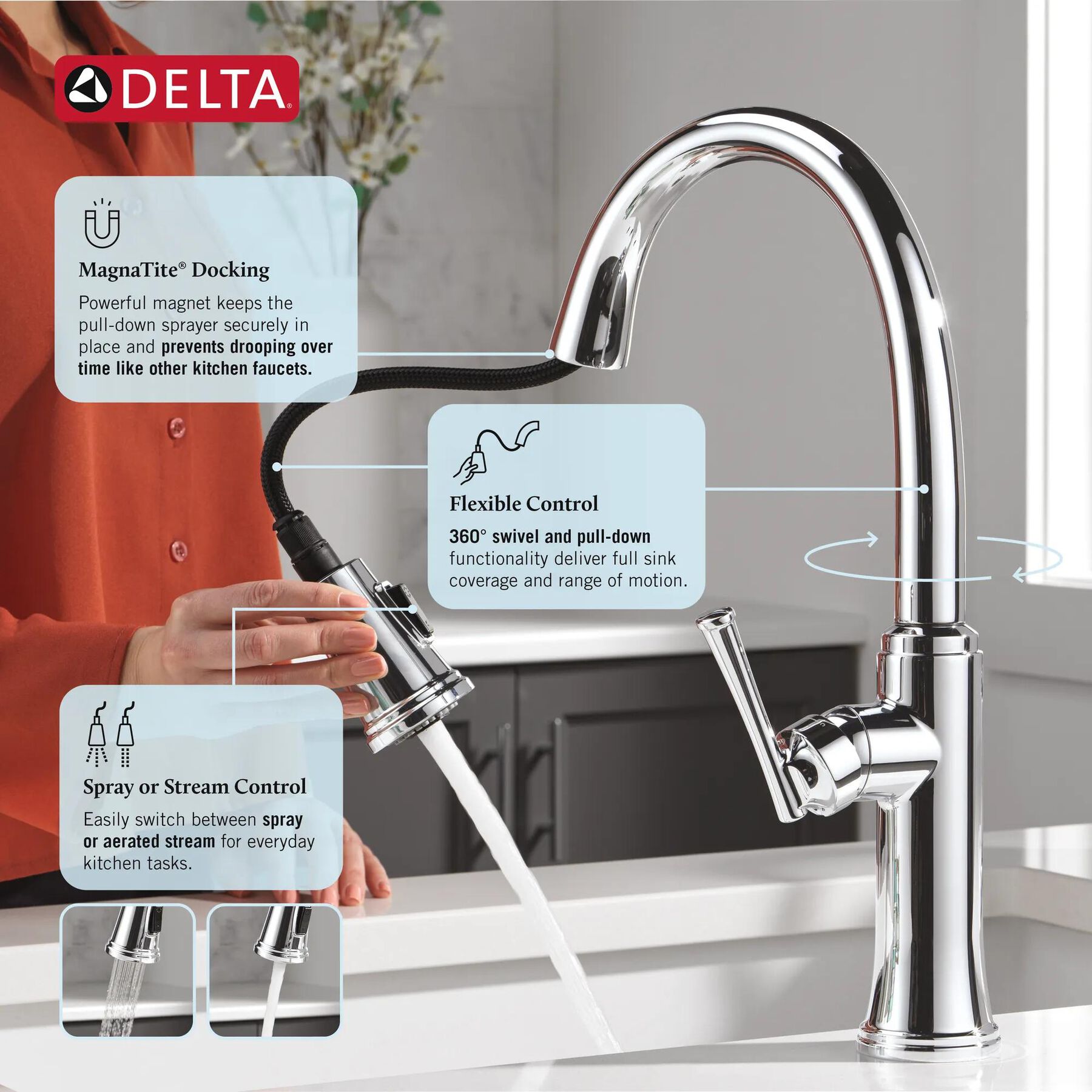 Single Handle Pull-Down Kitchen Faucet