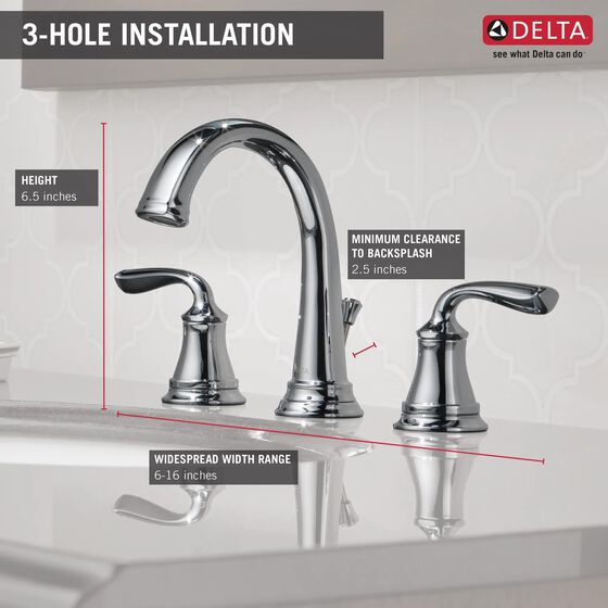 Two Handle Widespread Bathroom Faucet in Chrome 35716LF | Delta Faucet