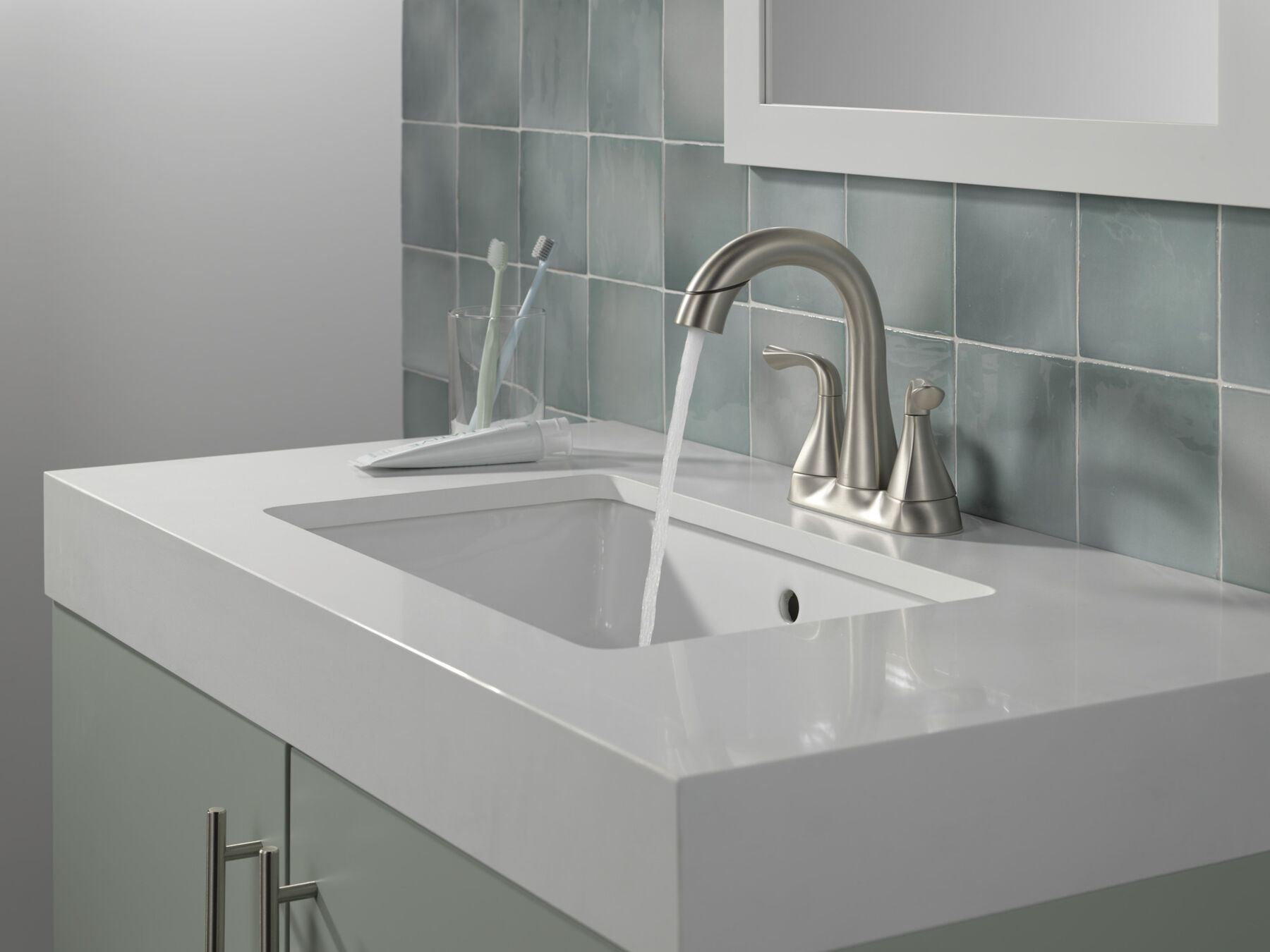 Two Handle Centerset Pull-Down Bathroom Faucet