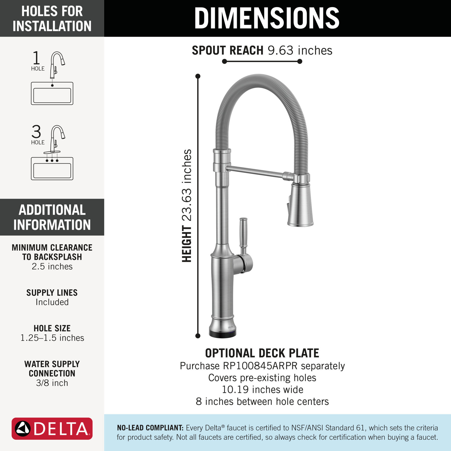 Touch2O&reg; Technology Kitchen Faucet with Touchless Technology