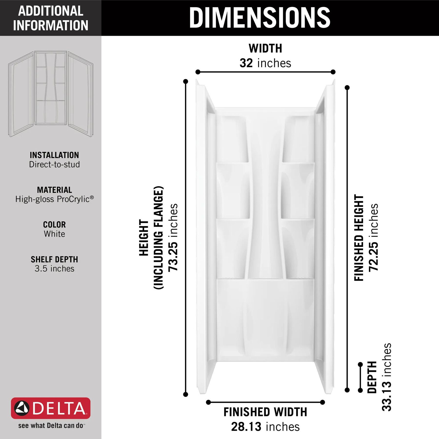Classic 400 32" x 32" Shower Wallset