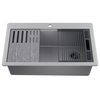 33&rdquo; Granite Composite Workstation Kitchen Sink Drop-In Top Mount Single Bowl with WorkFlow&trade; Ledge and Accessories in Dark Grey