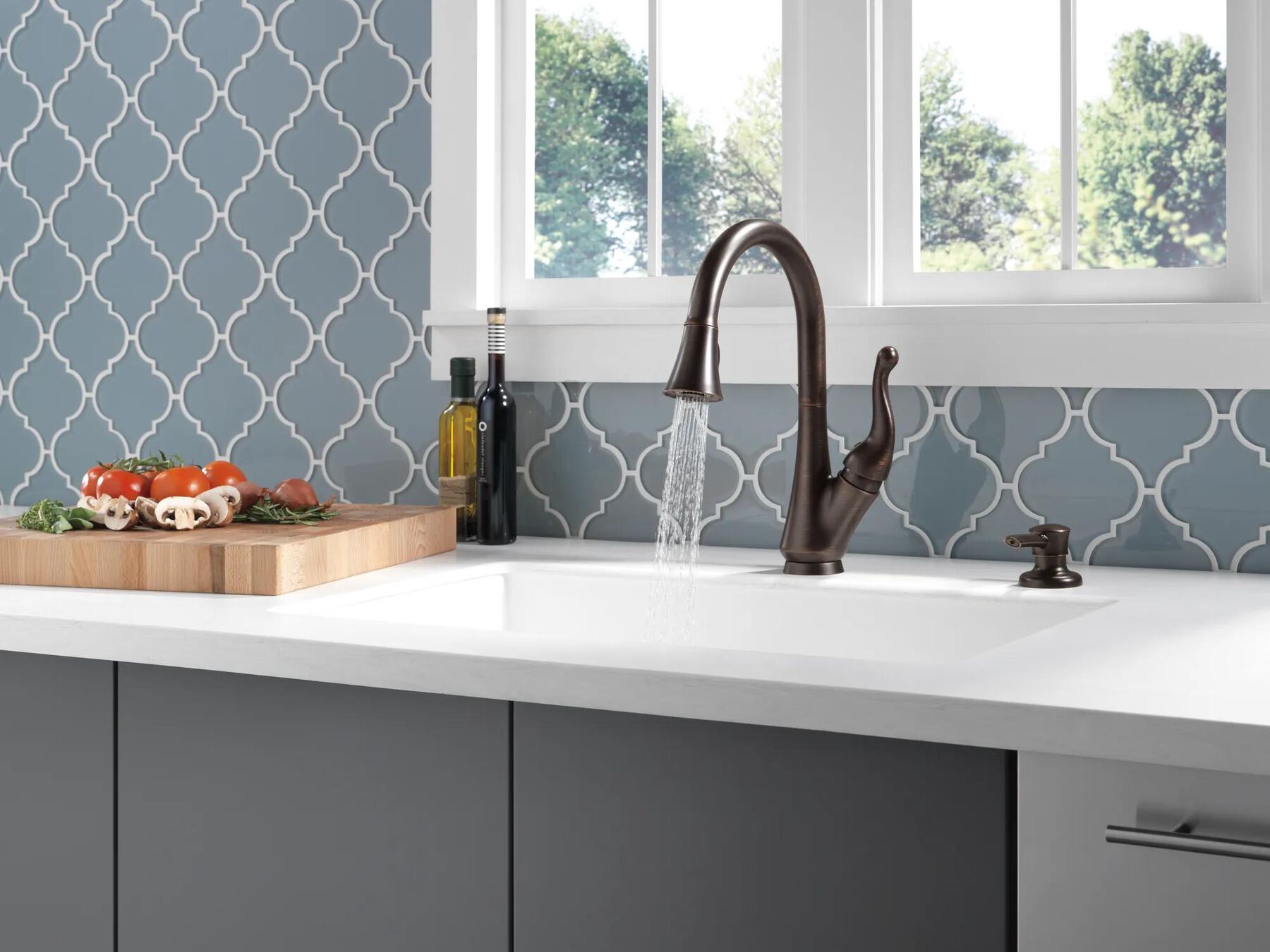 Single Handle Pull-Down Kitchen Faucet with Soap Dispenser