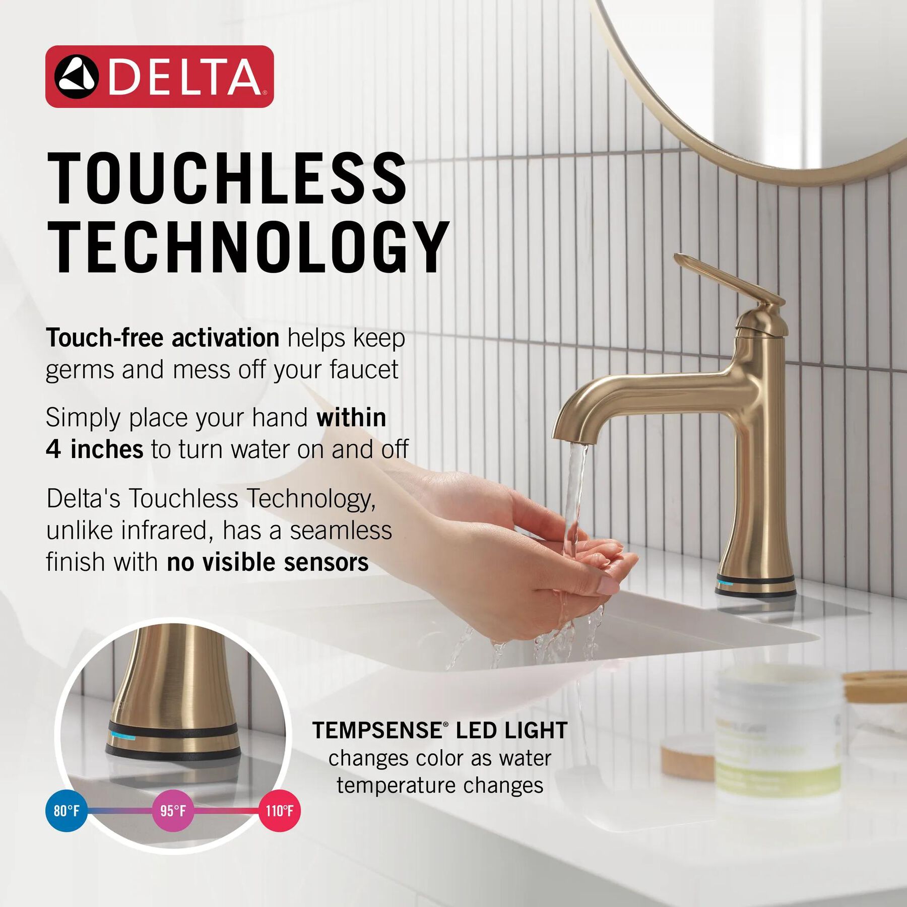 Single Handle Bathroom Faucet with Touch20 with Touchless Technology