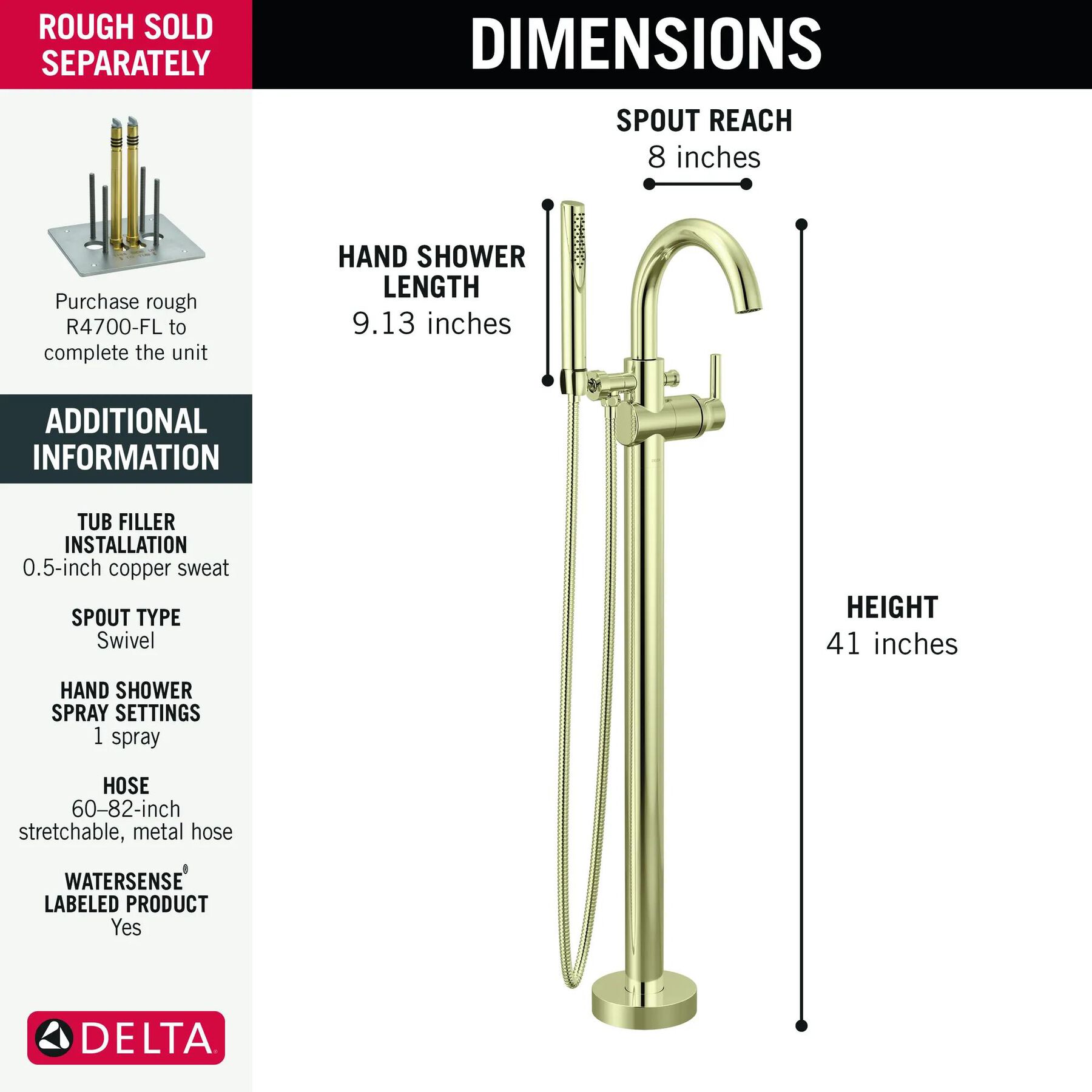 Floor Mount Tub Filler Trim (Recertified)