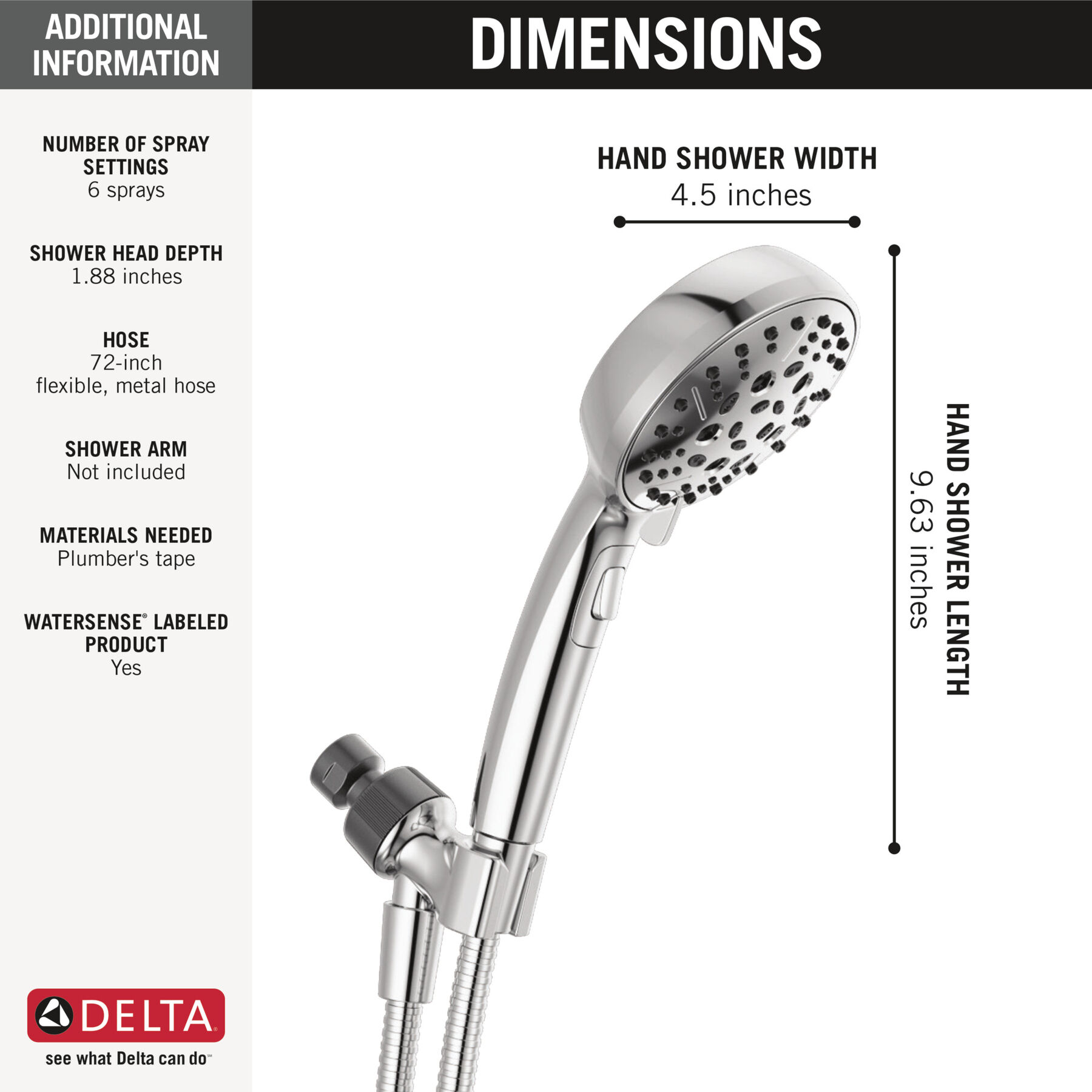 H2Okinetic&reg; 6-Setting Hand Shower (Recertified)
