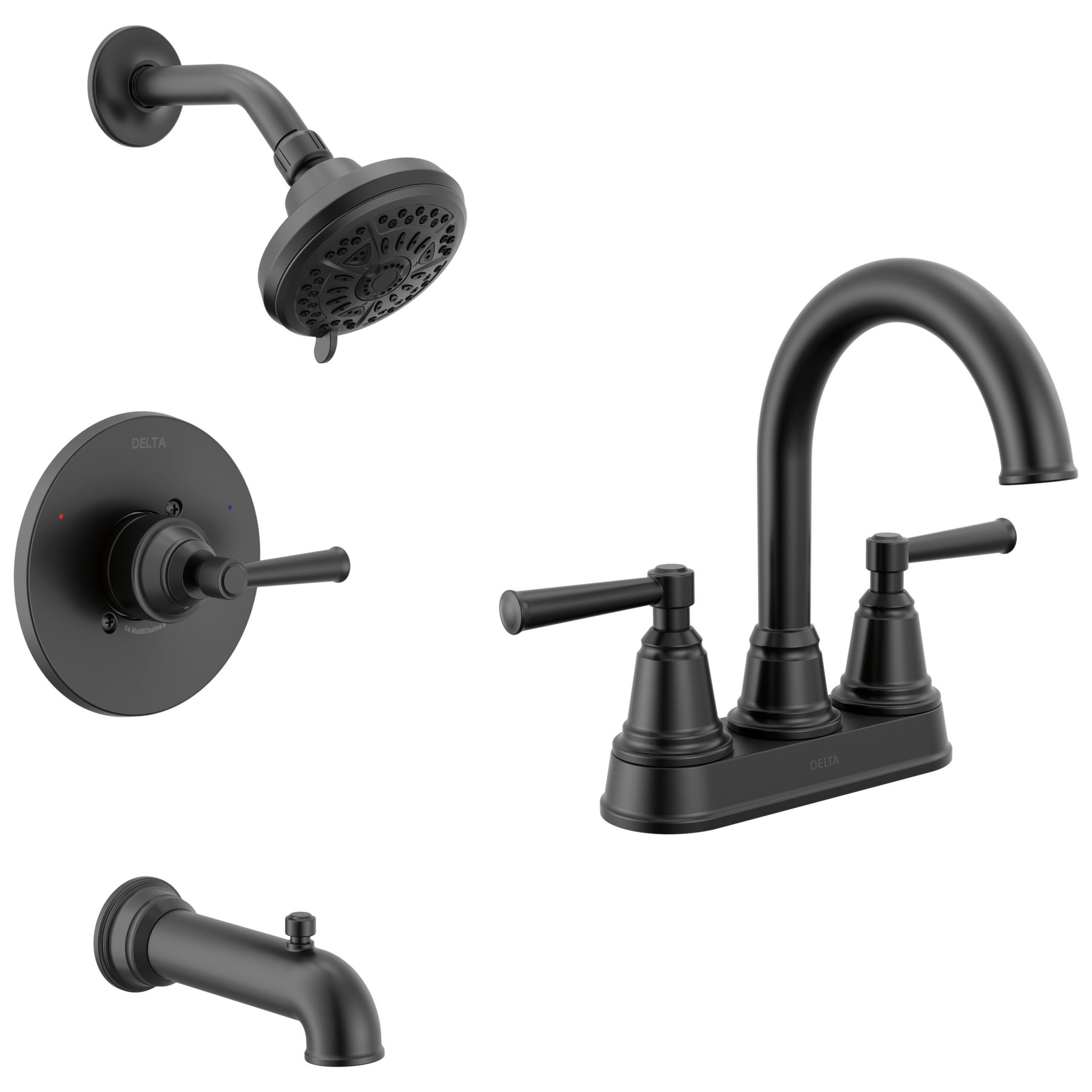 Centerset Lavatory Faucet with 14 Series Tub Shower Trim and Rough Bundle