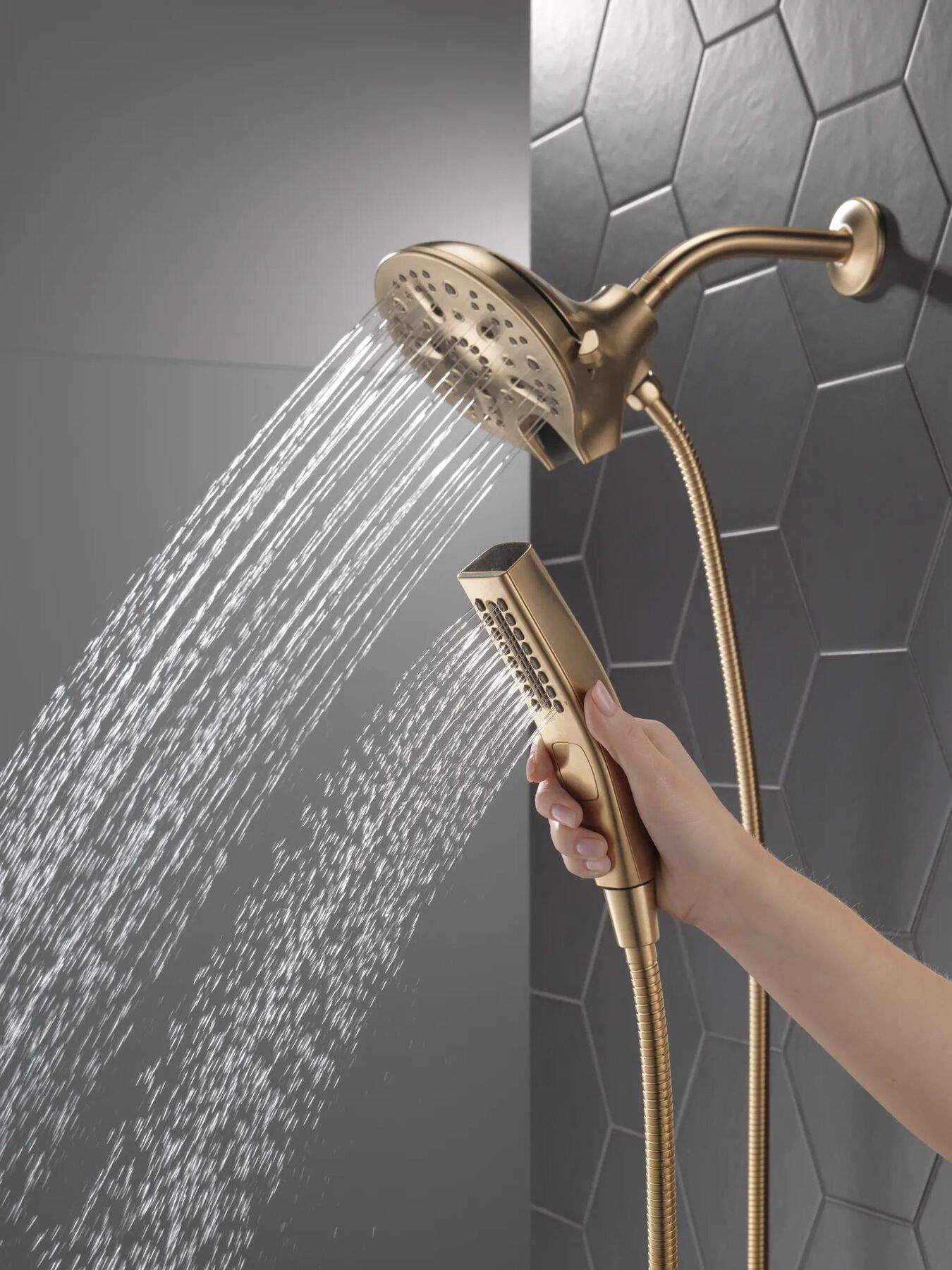 In2ition&reg; H<sub>2</sub>Okinetic&reg; 5-Setting Two-in-One Shower