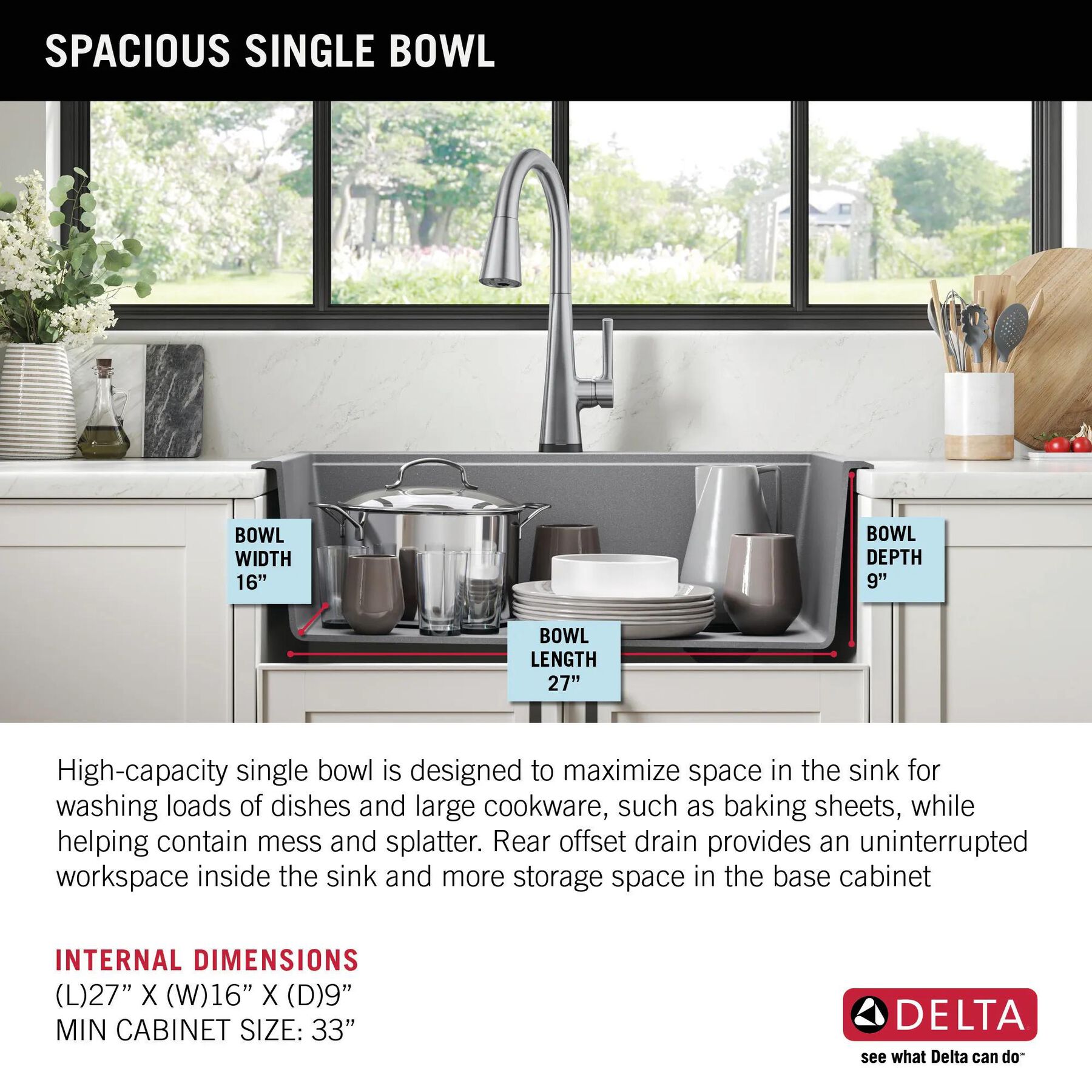 30&rdquo; Granite Composite Workstation Kitchen Sink Drop-In Top Mount Single Bowl with WorkFlow&trade; Ledge and Accessories in Dark Grey