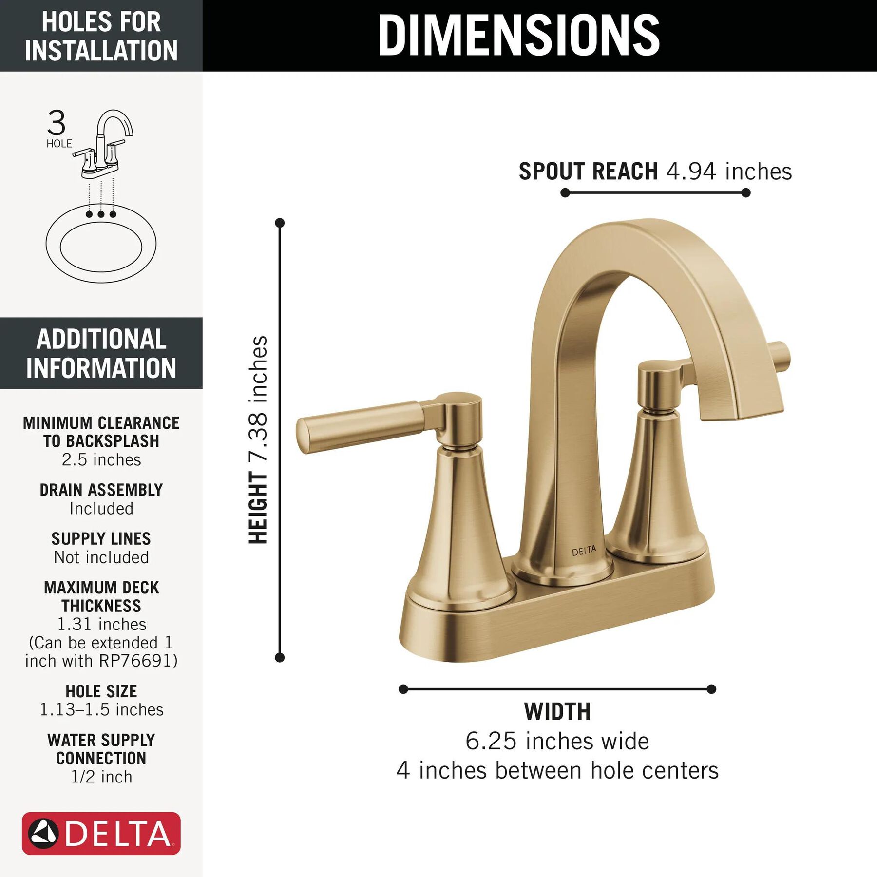 Two Handle Centerset Bathroom Faucet (Recertified)