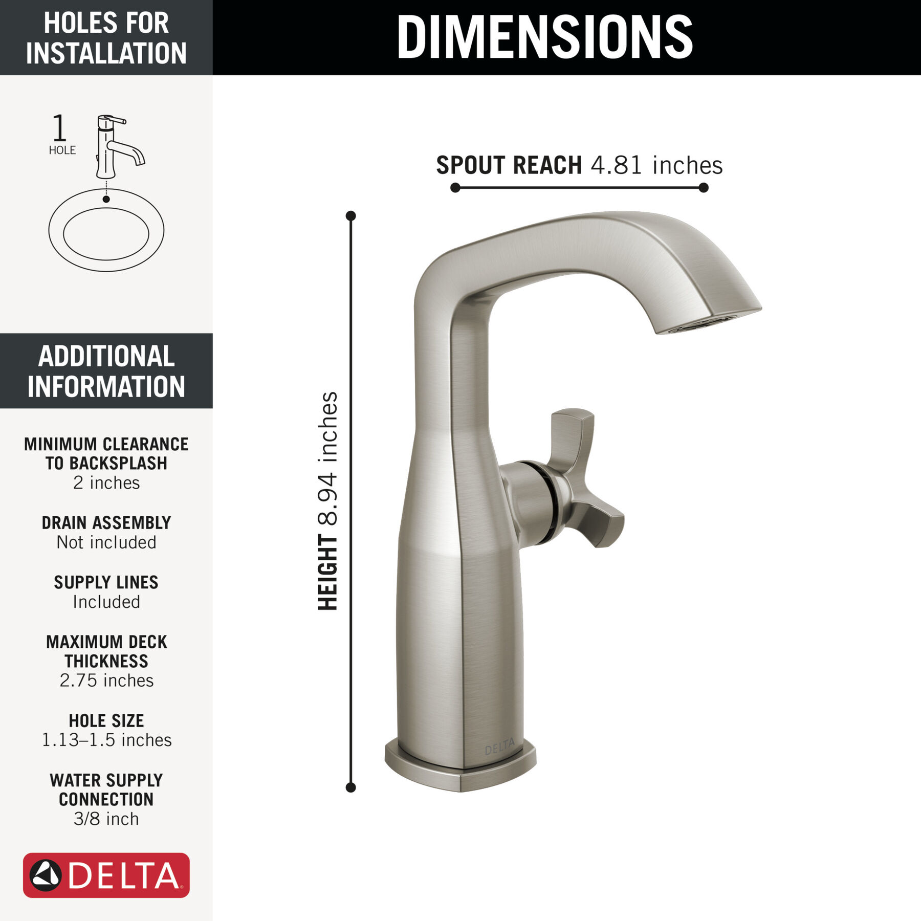 Single Handle Mid-Height Bathroom Faucet