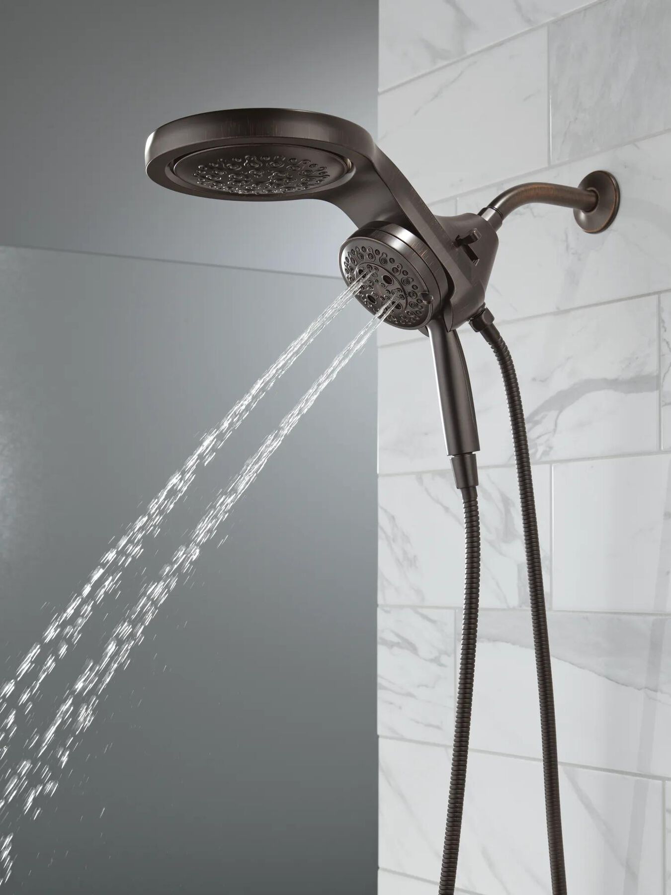 HydroRain&reg; H<sub>2</sub>Okinetic&reg; 5-Setting Two-in-One Shower Head