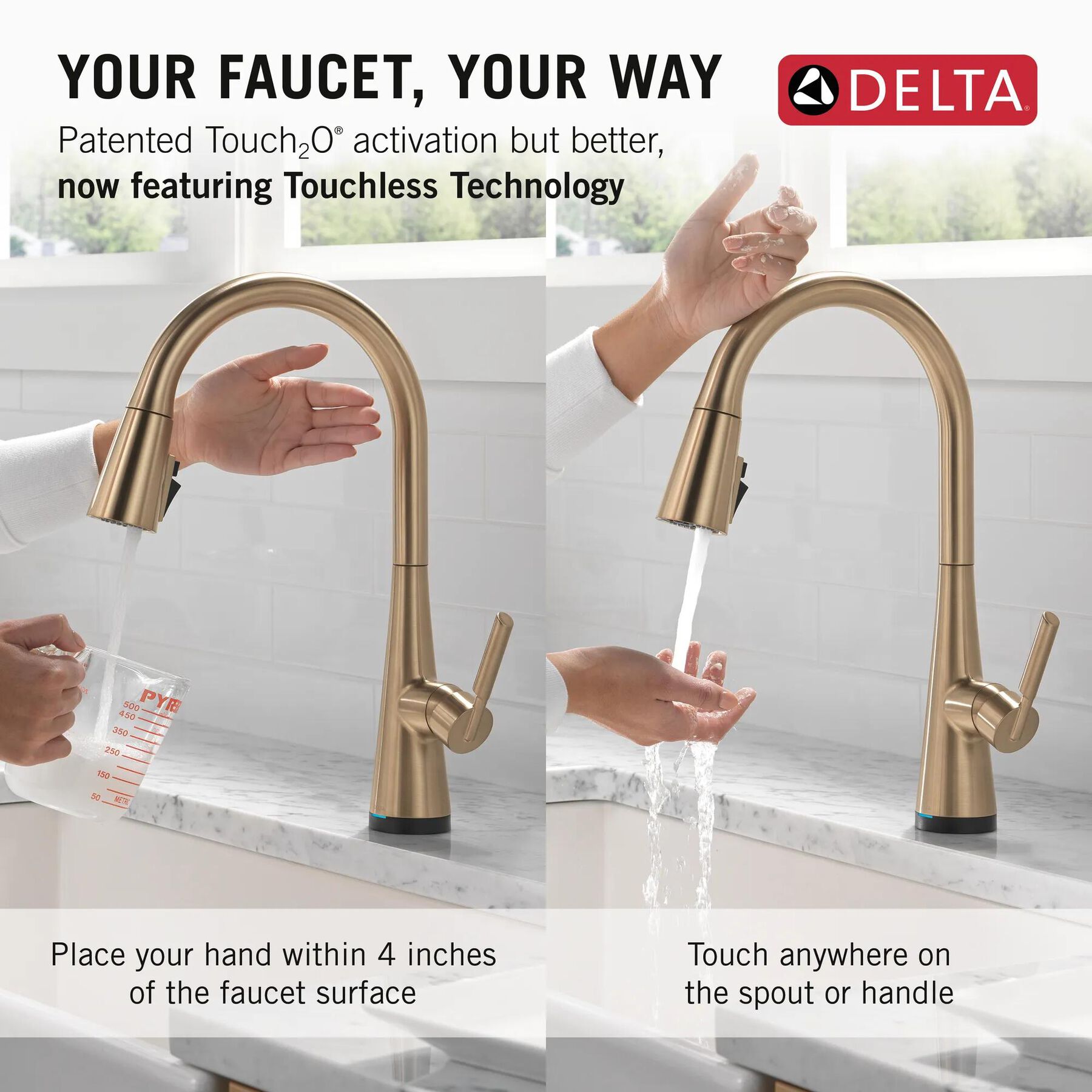 Single Handle Pull-Down Touch<sub>2</sub>O&reg; Technology Kitchen Faucet with Touchless Technology