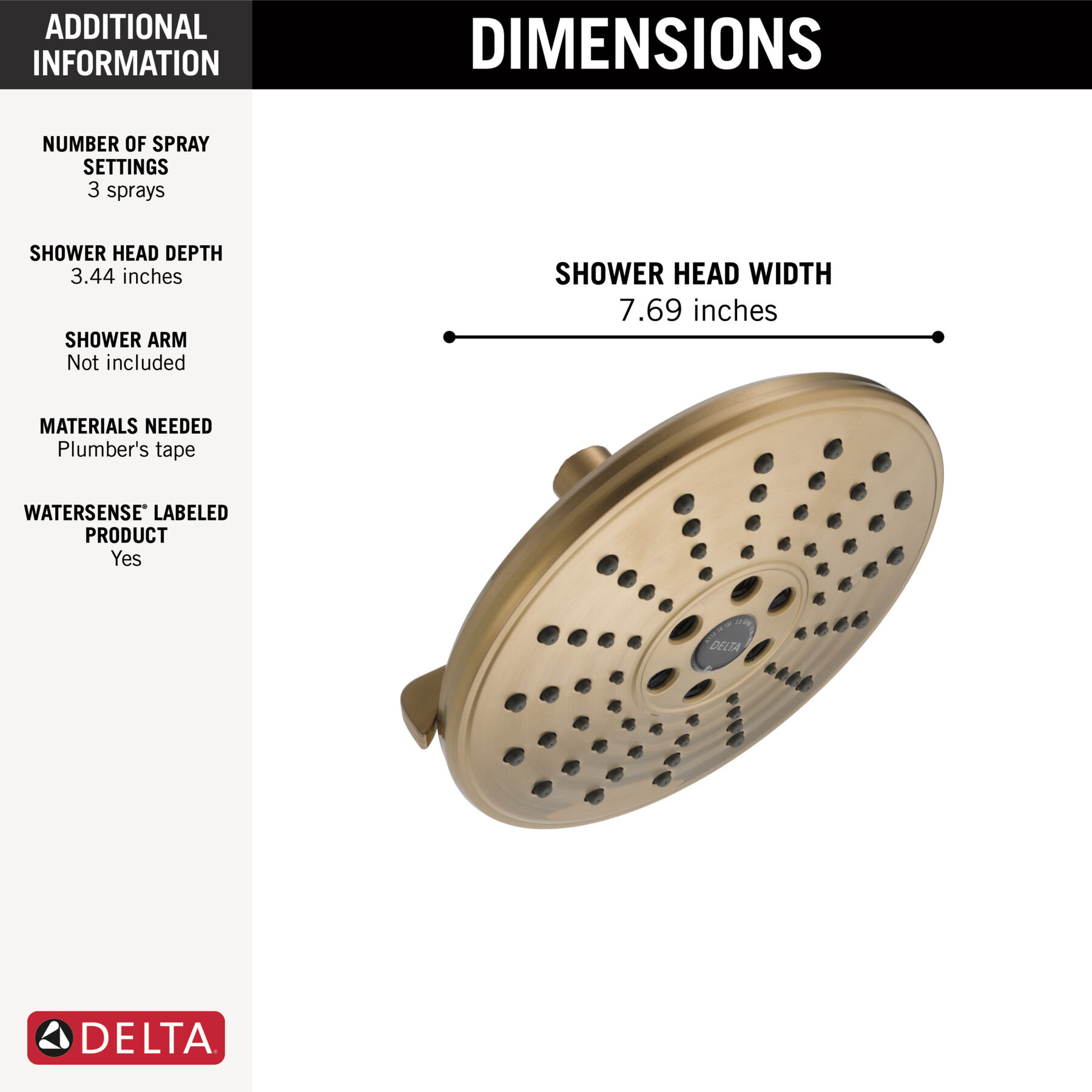 H<sub>2</sub>Okinetic&reg; 3-Setting Raincan Shower Head (Recertified)