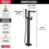Single Handle Floor Mount Tub Filler Trim with Hand Shower
