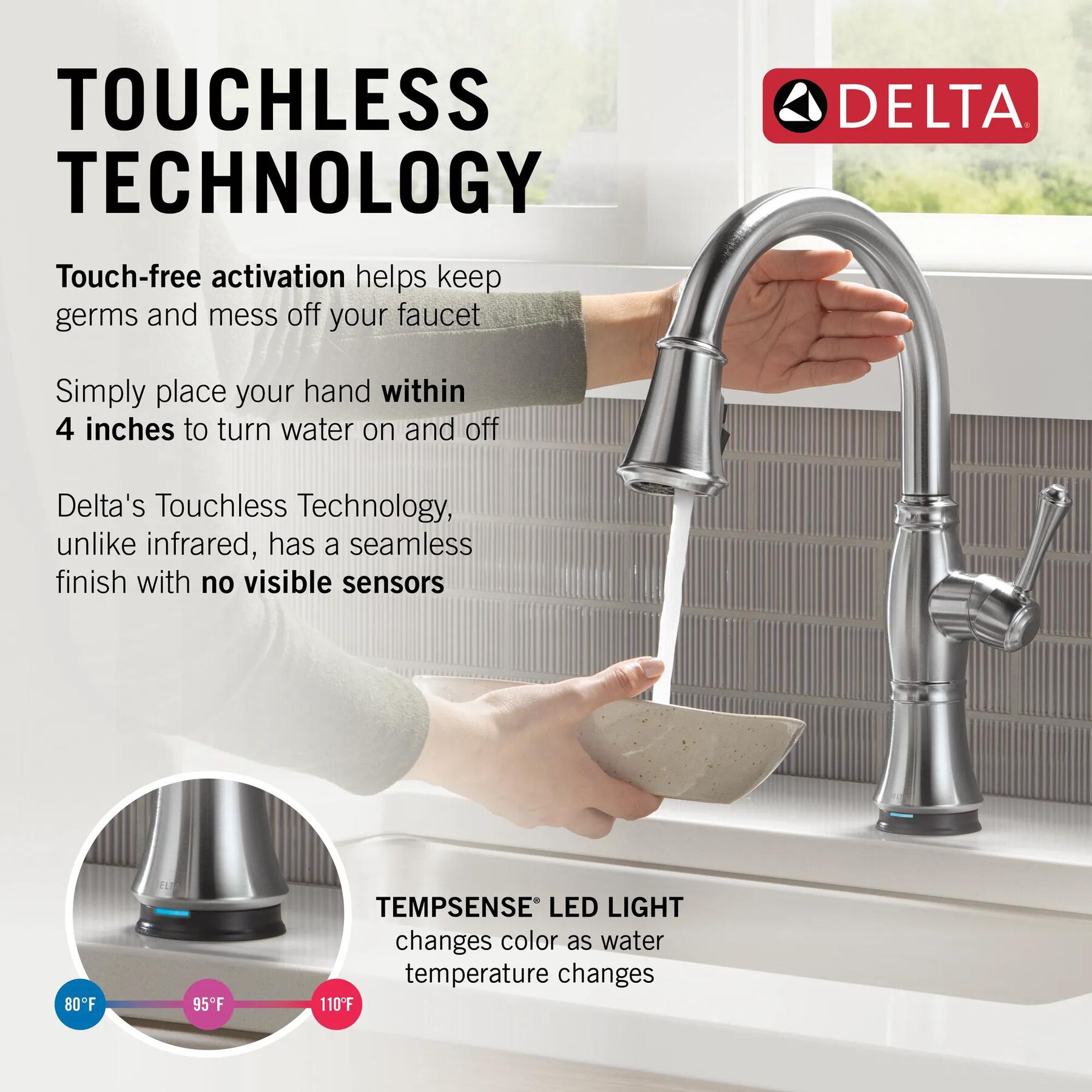 Touch<sub>2</sub>O&reg; Technology Kitchen Faucet with Touchless Technology