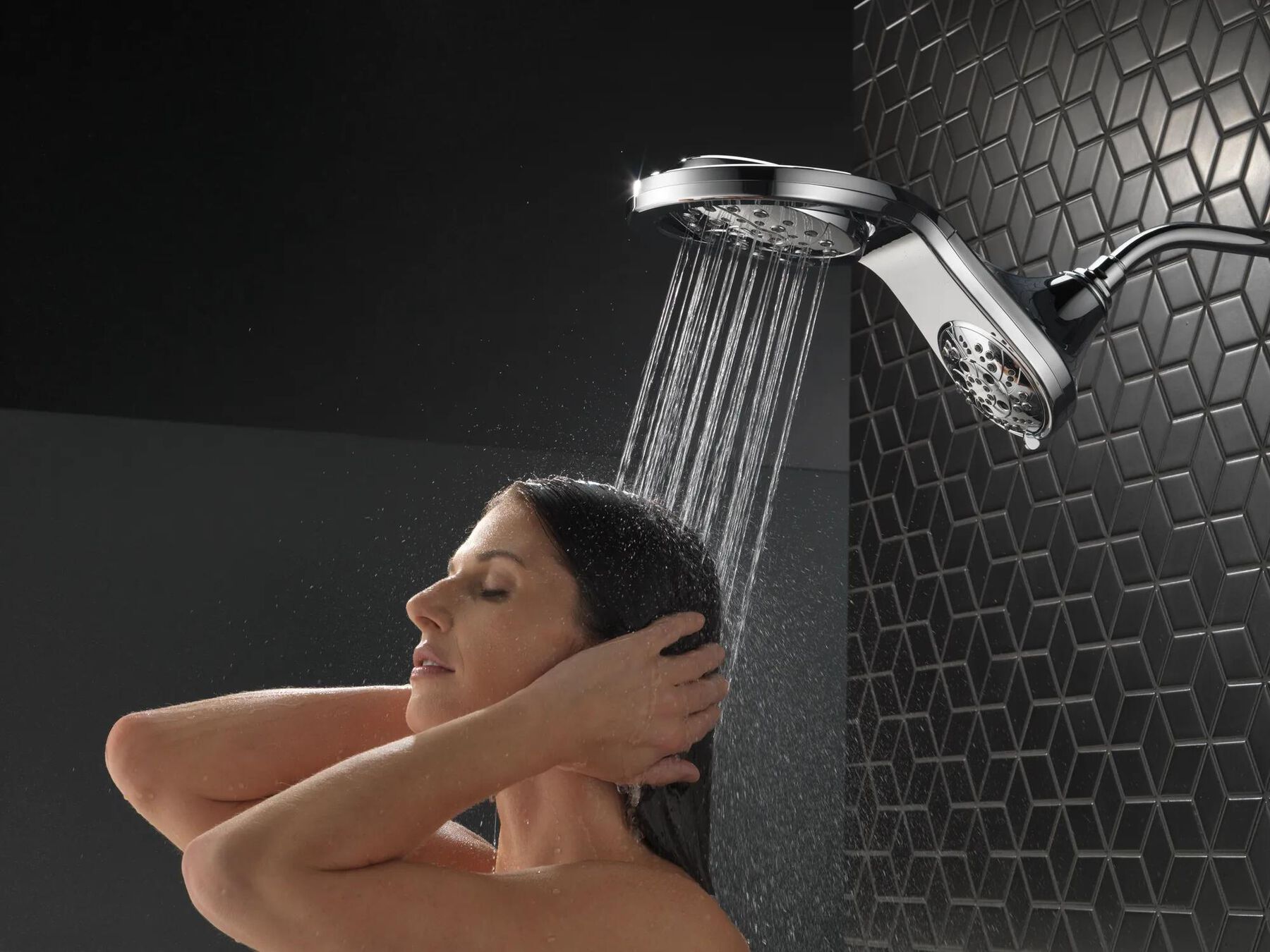 HydroRain&reg; H<sub>2</sub>Okinetic&reg; 5-Setting Two-in-One Shower Head