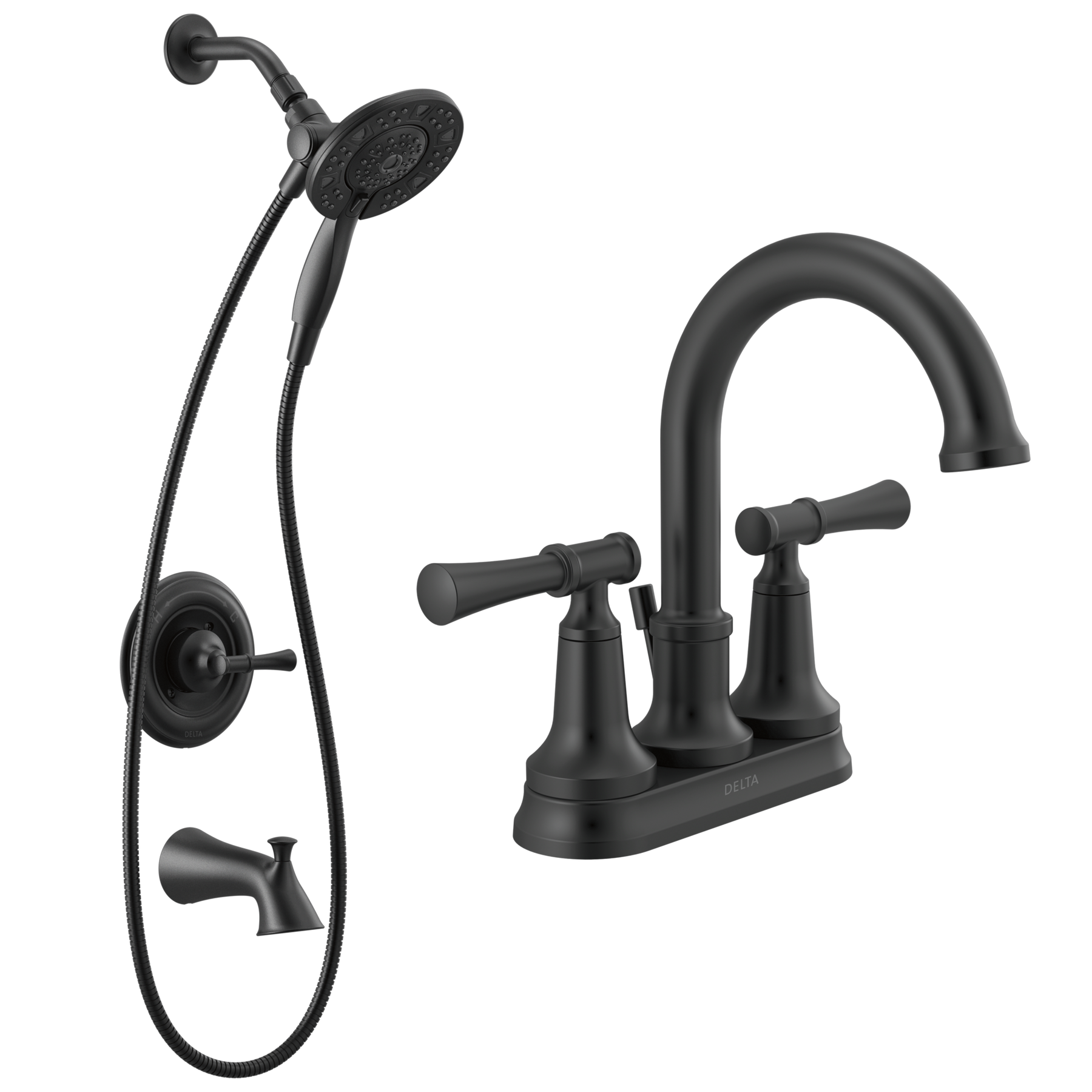 Centerset Lavatory Faucet with 14 Series Tub Shower Trim and Rough Bundle