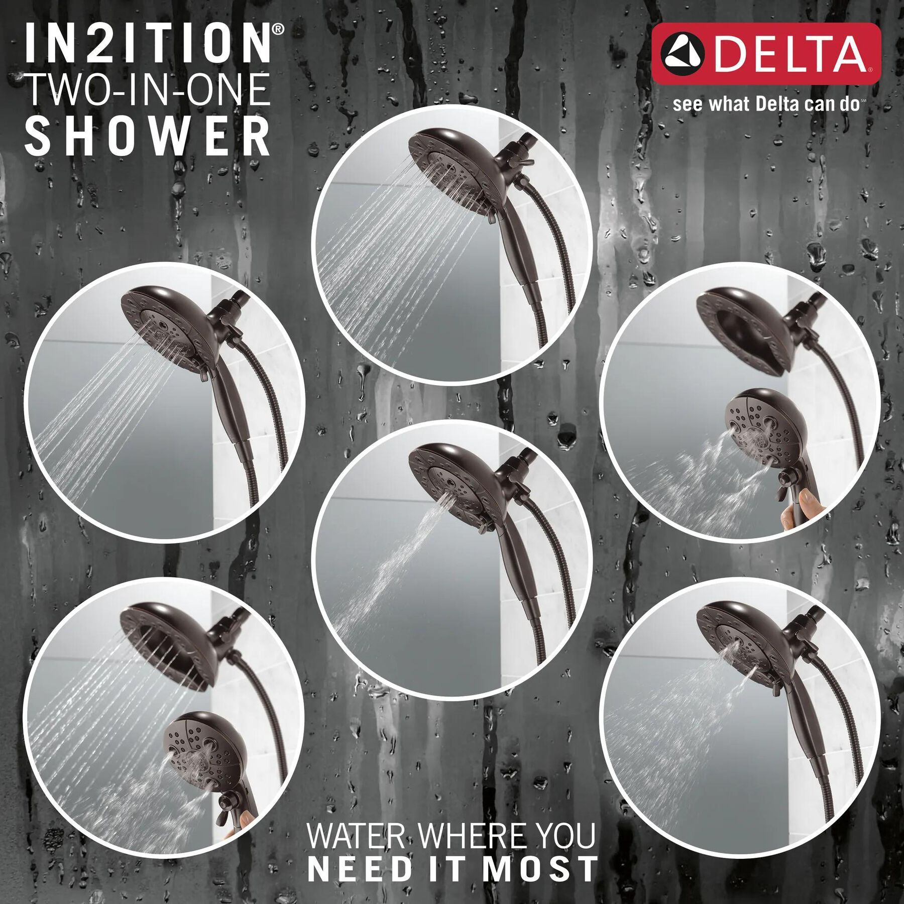 H<sub>2</sub>Okinetic&reg; In2ition&reg; 5-Setting Two-in-One Shower (Recertified)