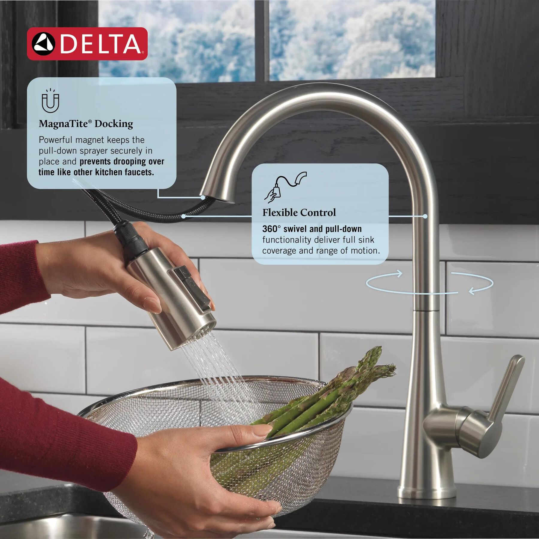 Single Handle Pull-Down Kitchen Faucet with Soap Dispenser and ShieldSpray&reg; Technology