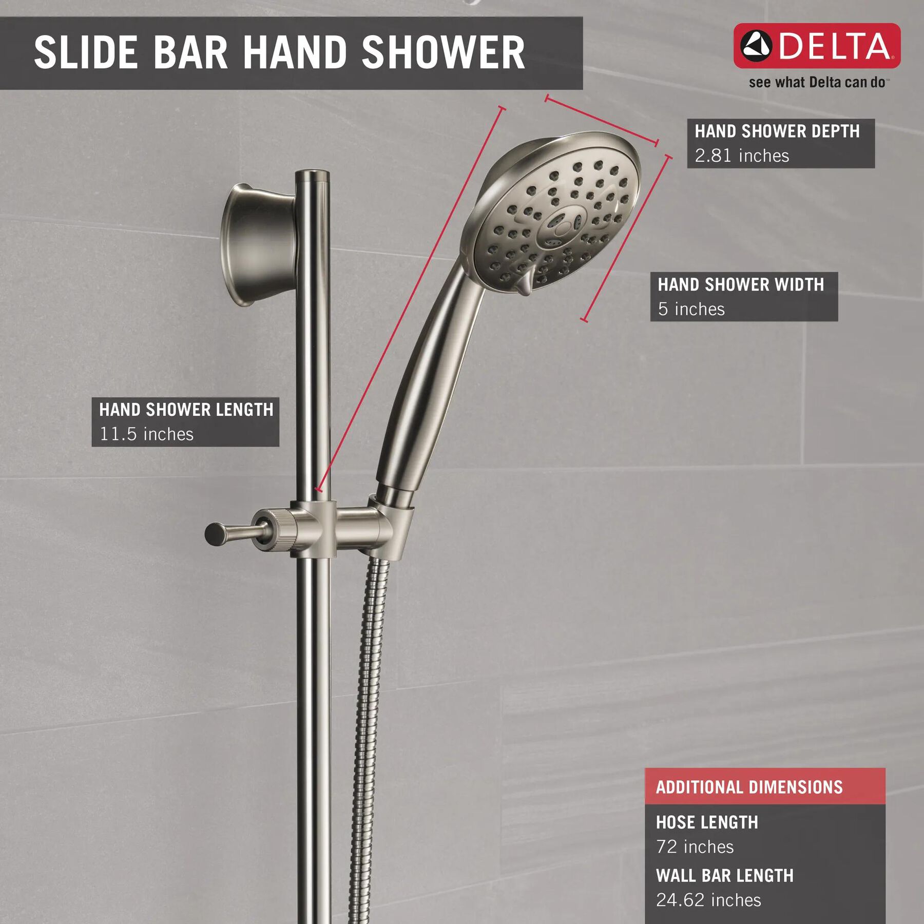 Porter 3 Setting Wall Bar Hand Shower