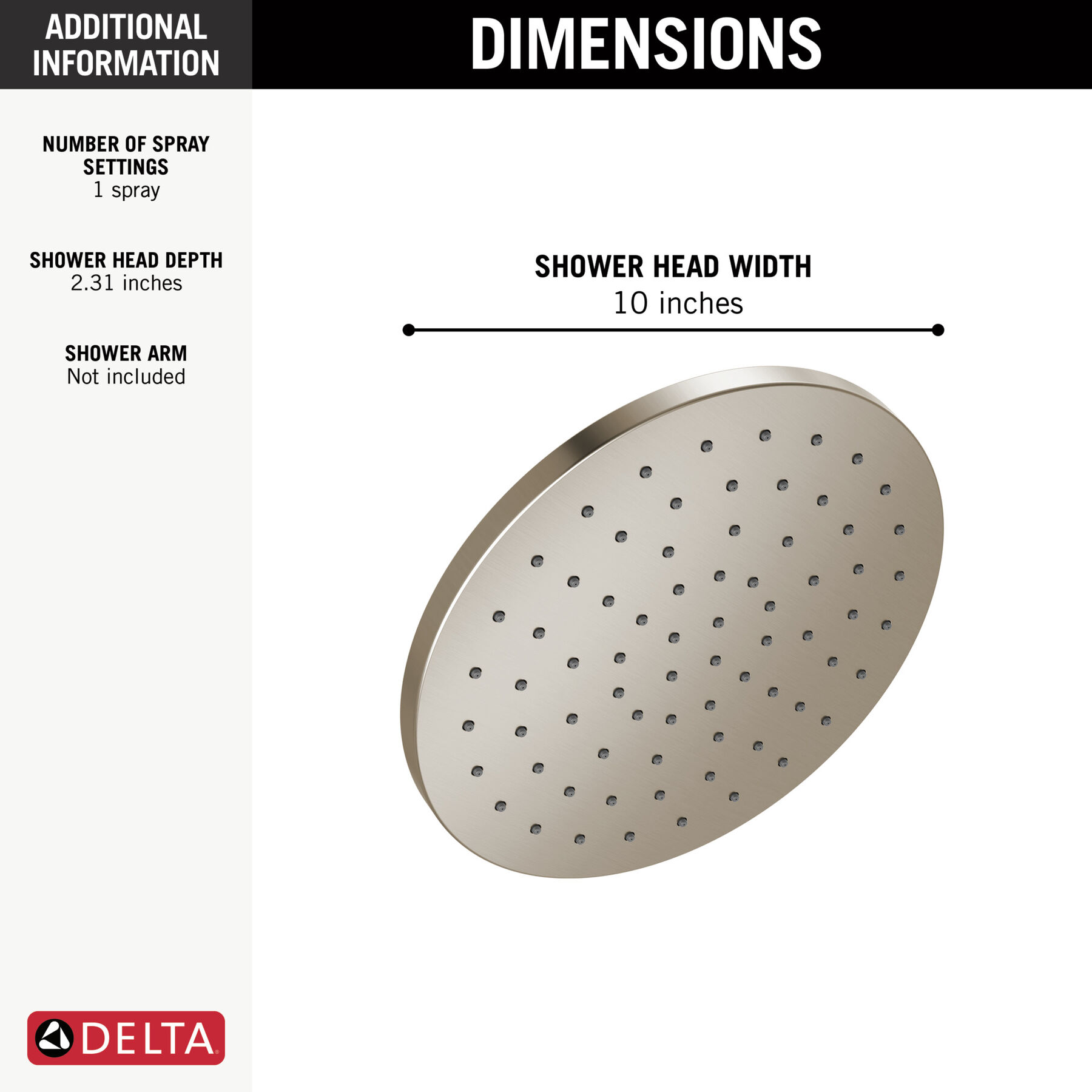 10" Single-Function Raincan Shower Head