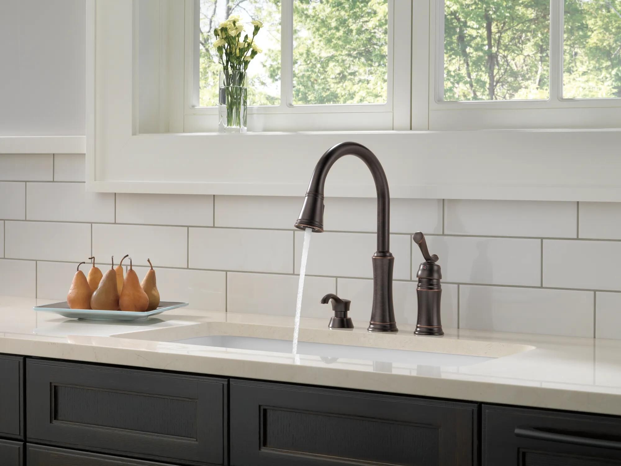 Pull-Down Kitchen Faucet with Soap Dispenser in Venetian Bronze