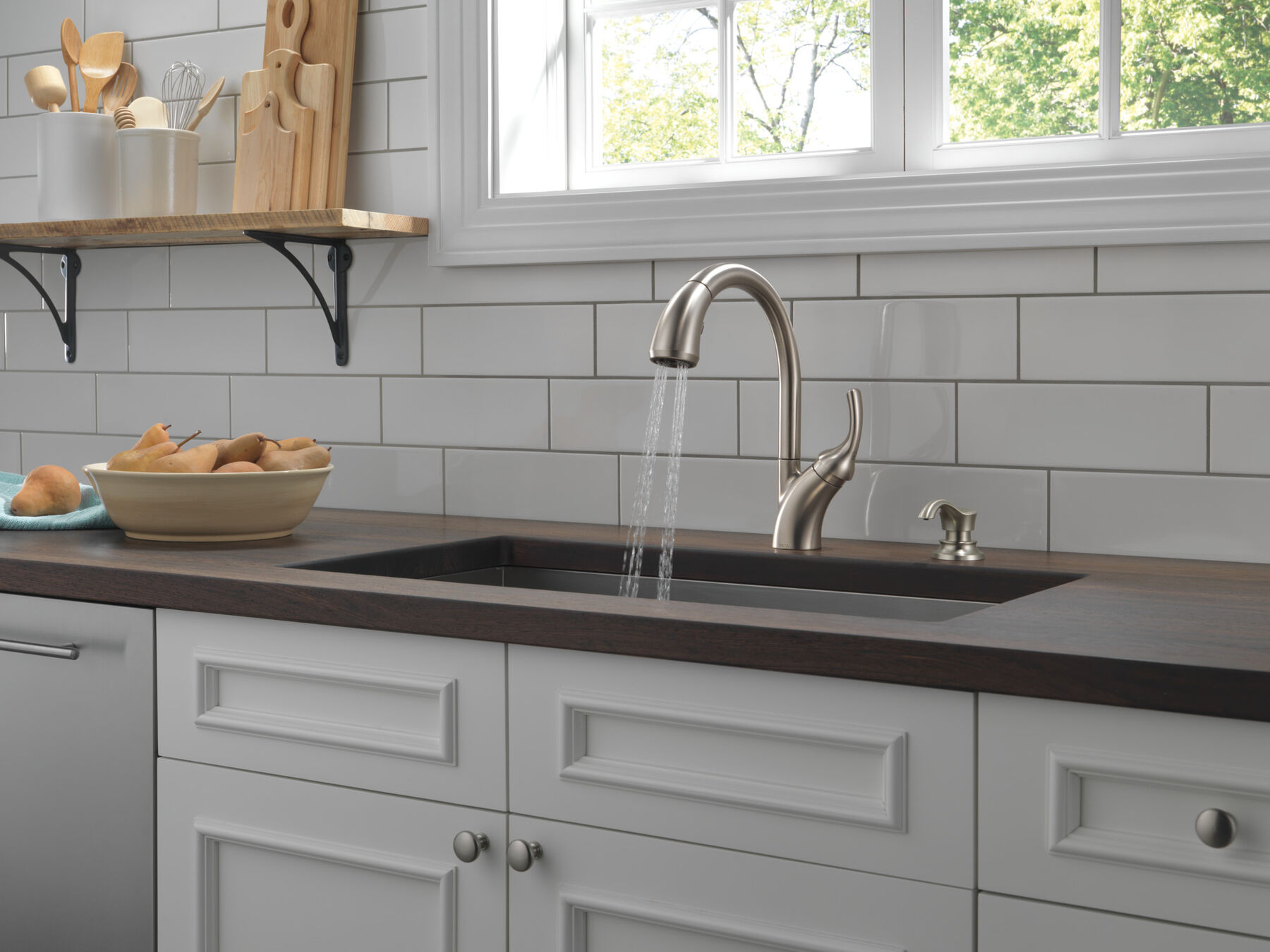 Single Handle Pull-Out Kitchen Faucet with Soap Dispenser and ShieldSpray&reg; Technology (Recertified)
