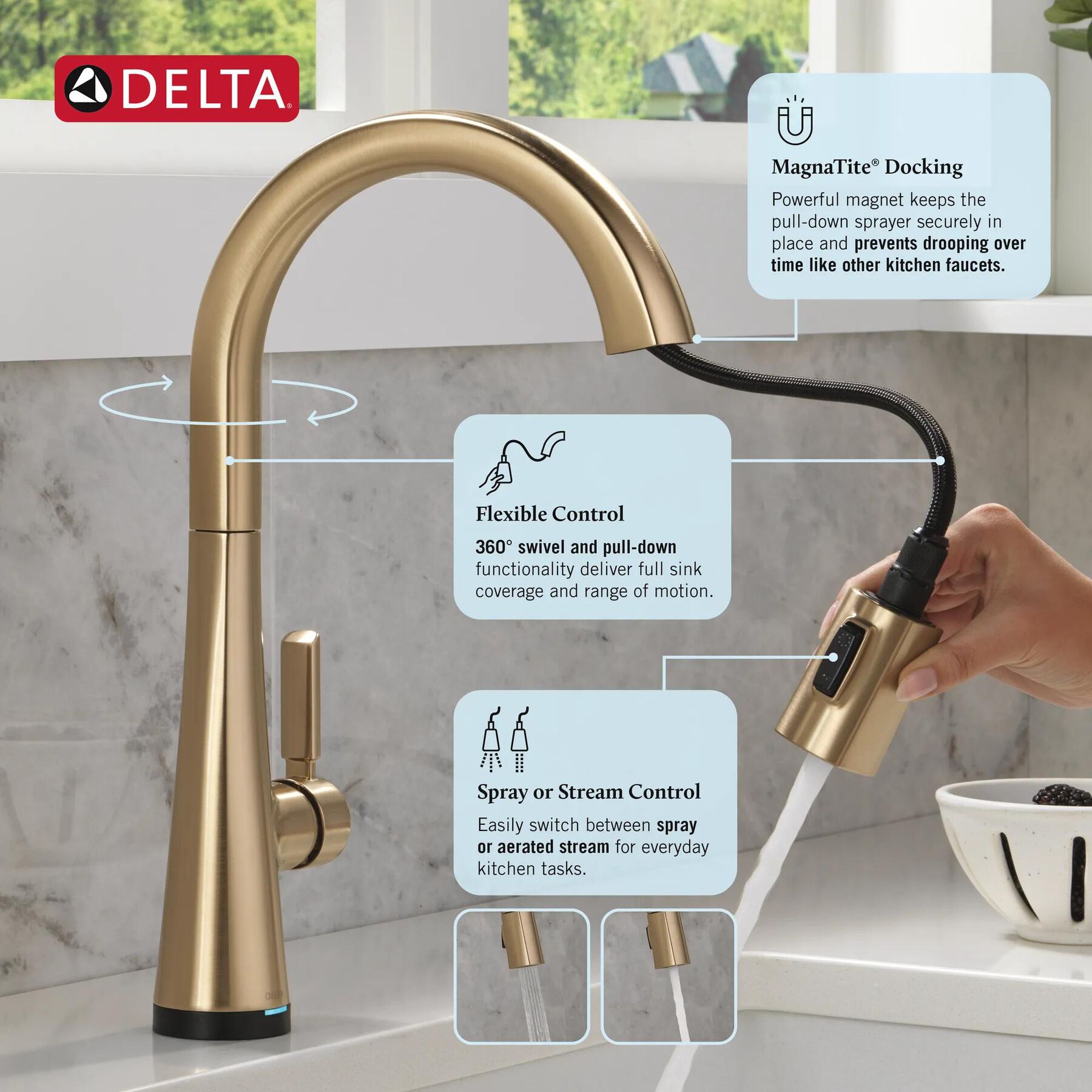 Touch<sub>2</sub>O&reg; Technology Kitchen Faucet with Touchless Technology
