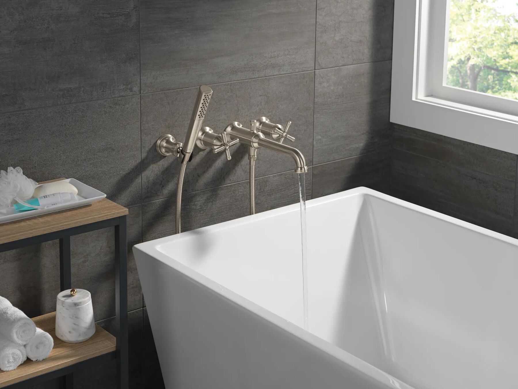 Wall Mount Tub Filler Handle Kit-Cross