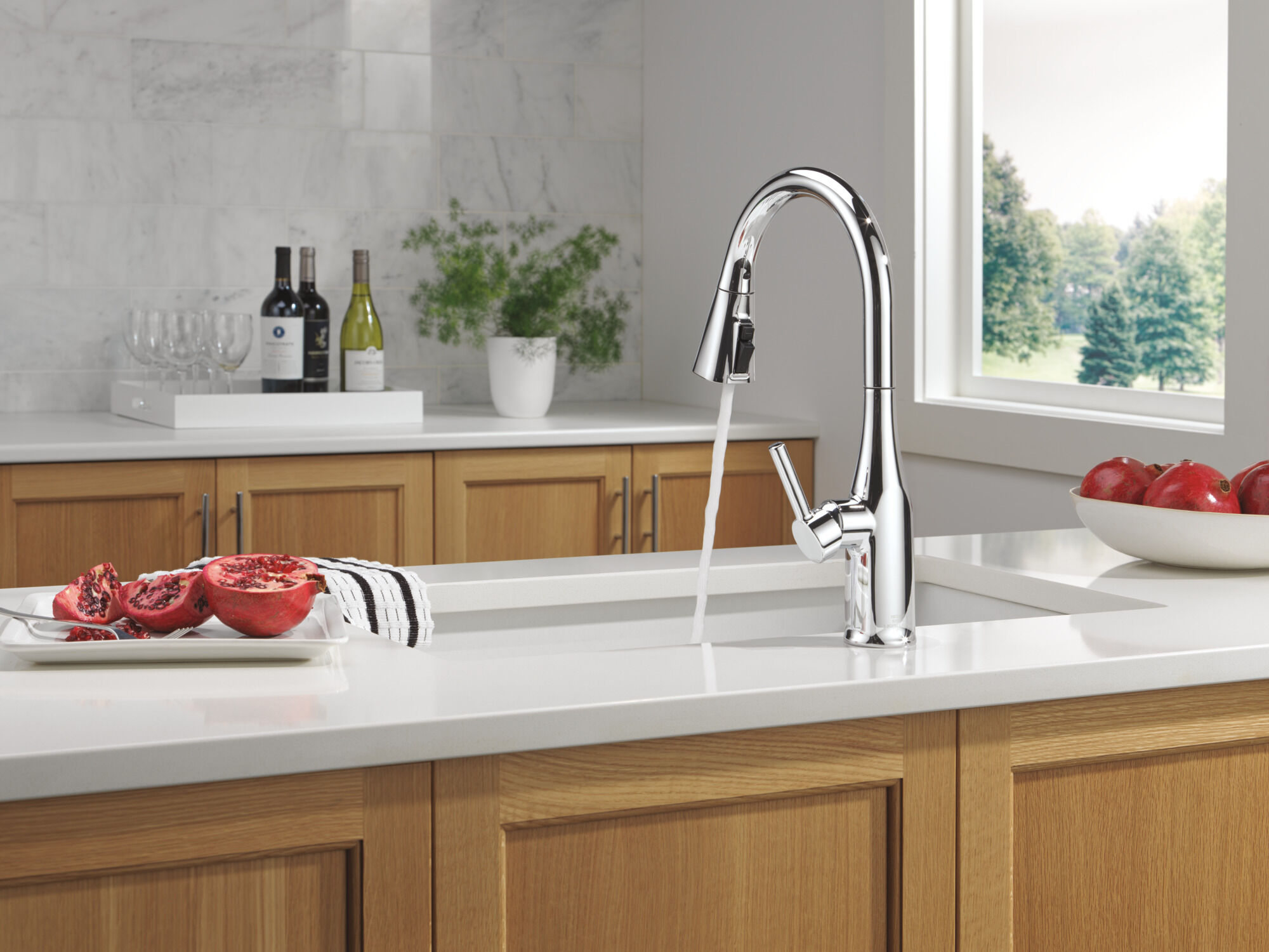 Pull-Down Kitchen 1 Handle with Soap Dispenser Bundle in Chrome