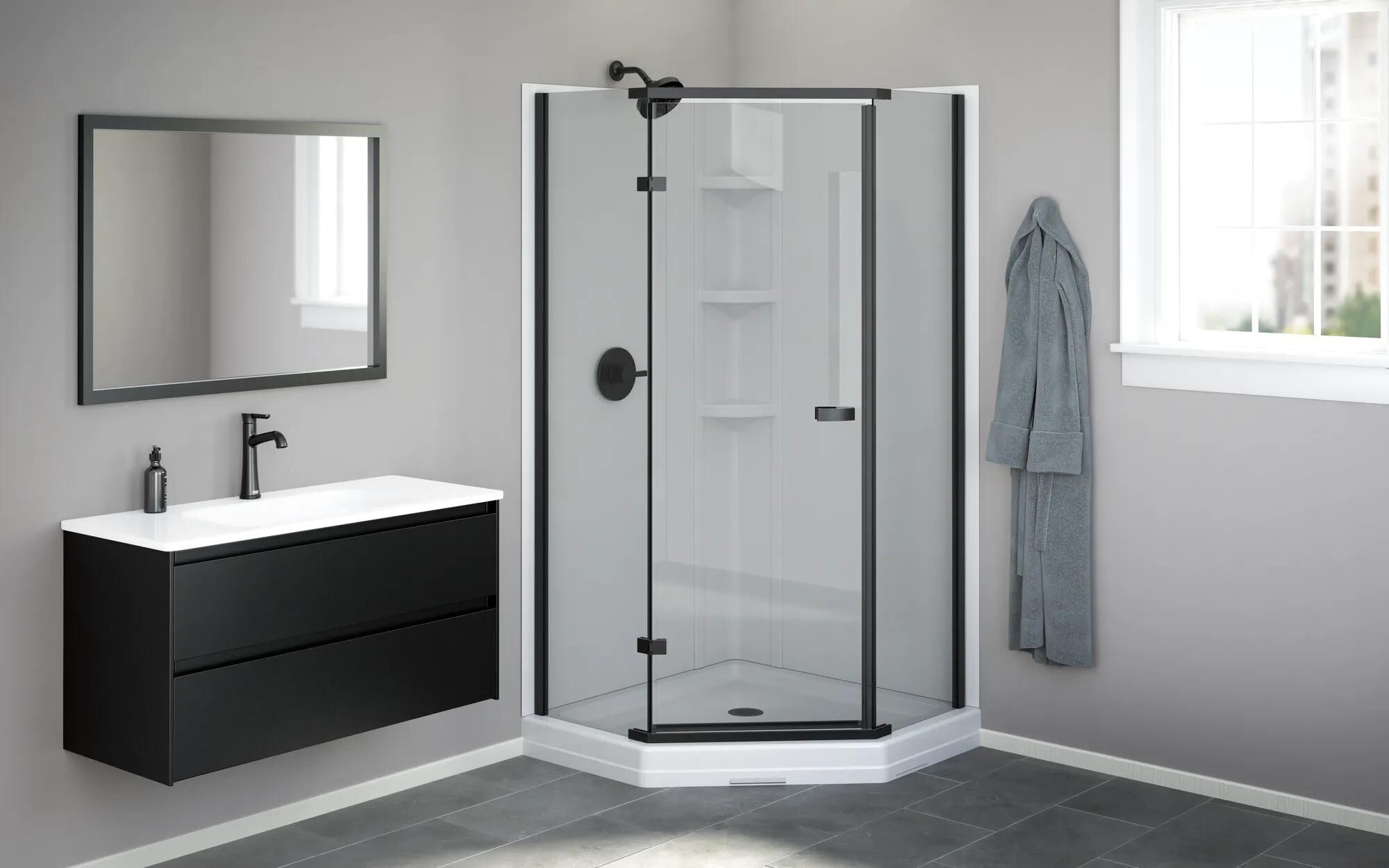 38x38 Corner Shower Bundle with Door - Classic Neo with Glue Up