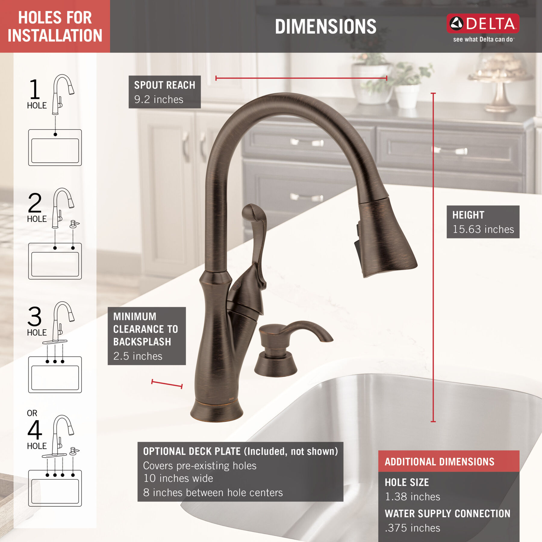 Single Handle Pull-Down Kitchen Faucet with Soap Dispenser and ShieldSpray (Recertified)