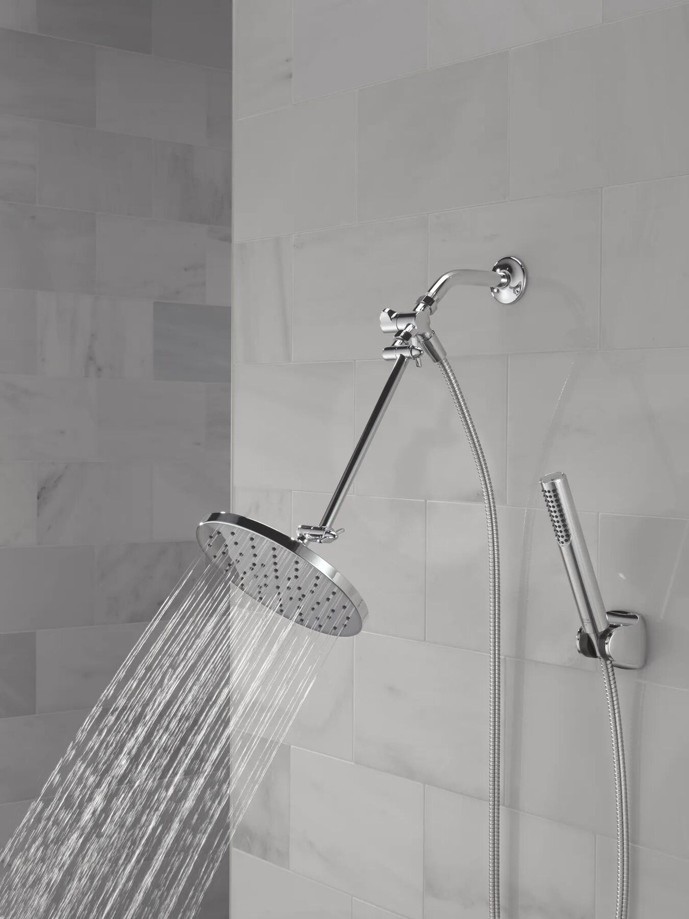 Adjustable Raincan Shower Head with Hand Shower