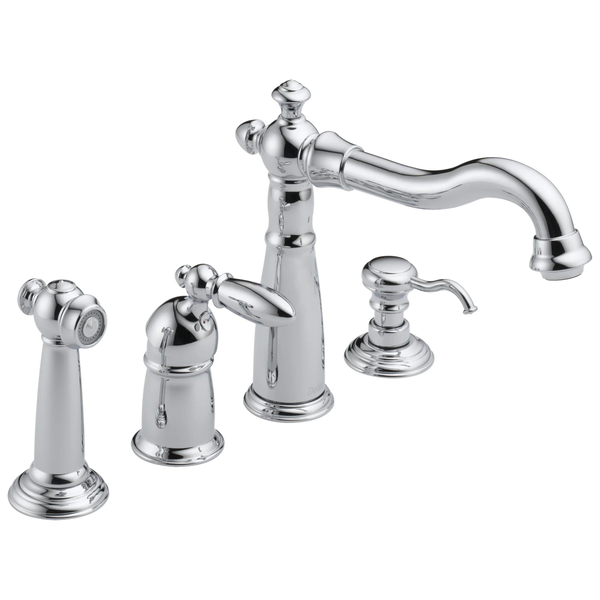 Single Handle Kitchen Faucet with Spray and Soap Dispenser in