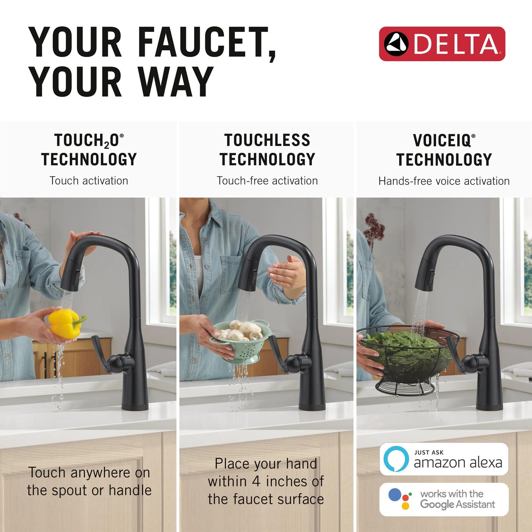 VoiceIQ&reg; Single Handle Pull-Down Faucet with Touch<sub>2</sub>O&reg; Technology